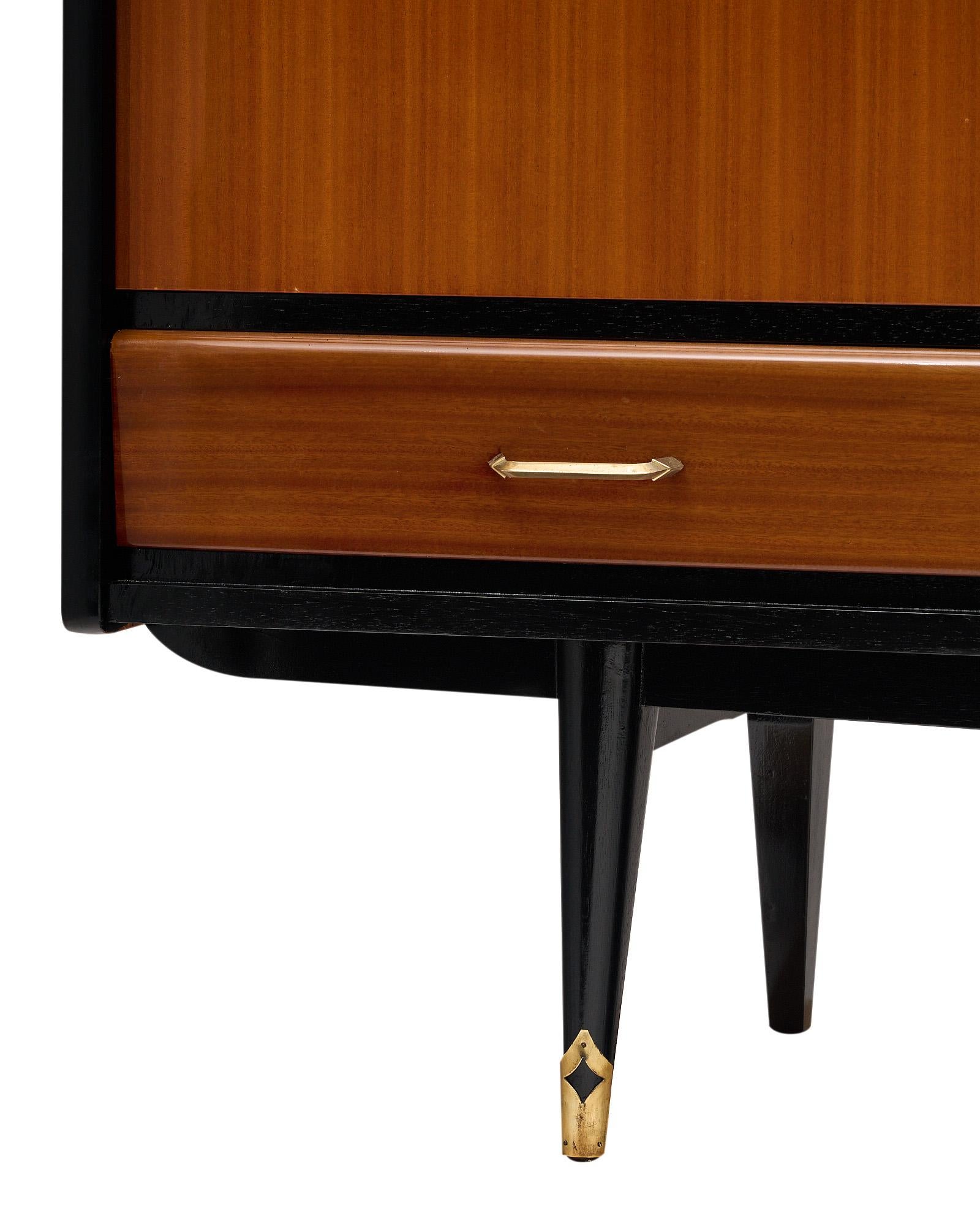 Mid-20th Century French Mid-Century Rosewood and Ebonized Buffet For Sale