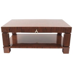 French Mid-Century Rosewood Inlaid Coffee Table