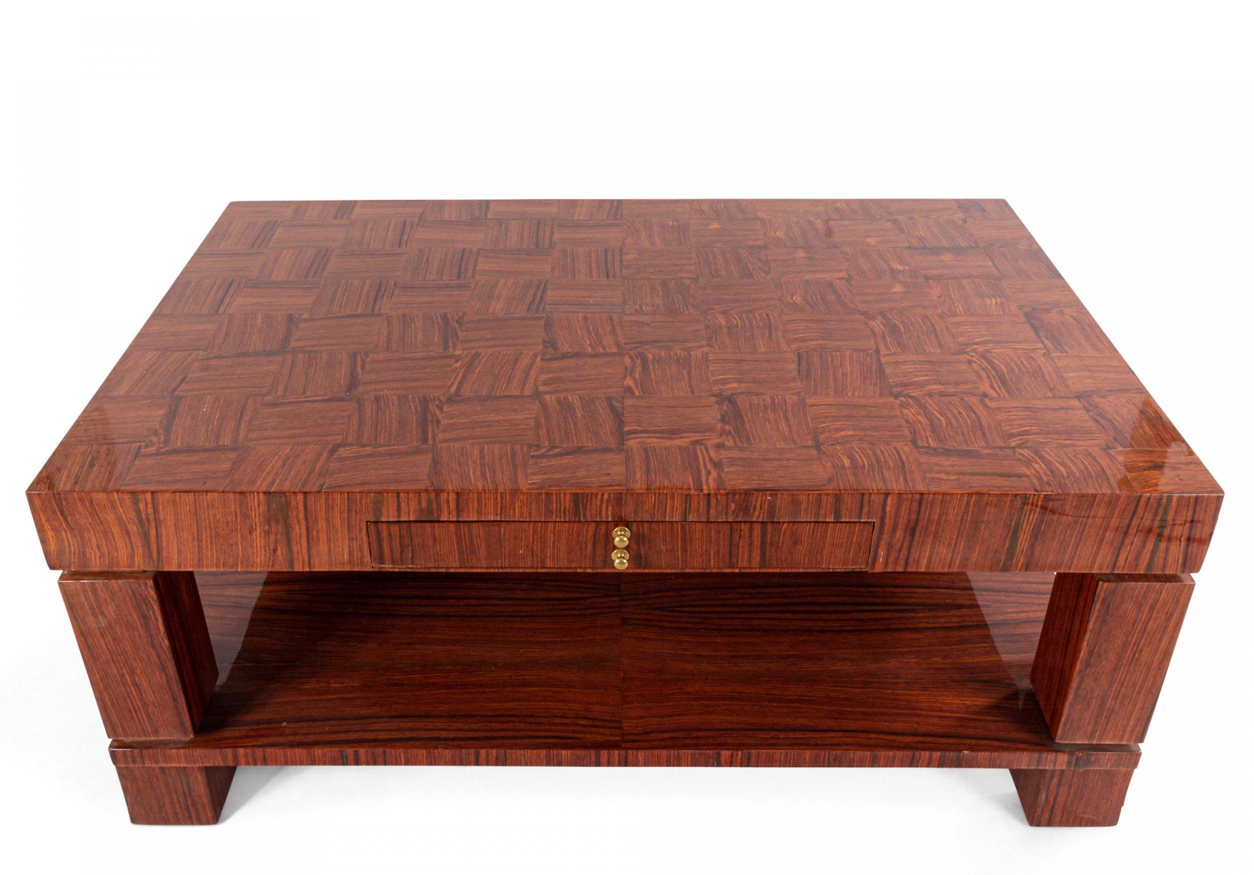 French Mid-Century Rosewood Inlaid Coffee Table In Good Condition For Sale In New York, NY