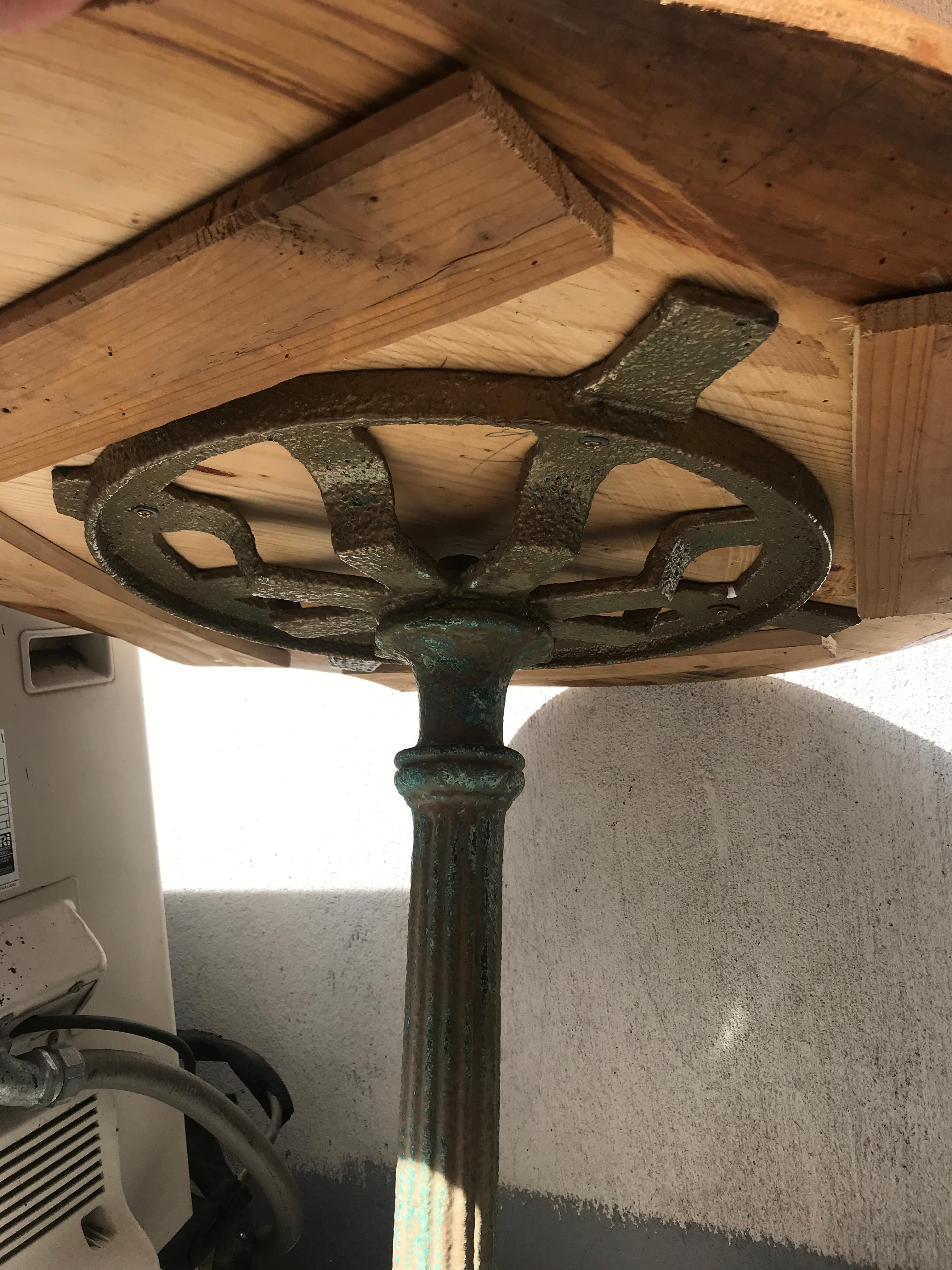 20th Century French Midcentury Round Patio Table with Patina Legs