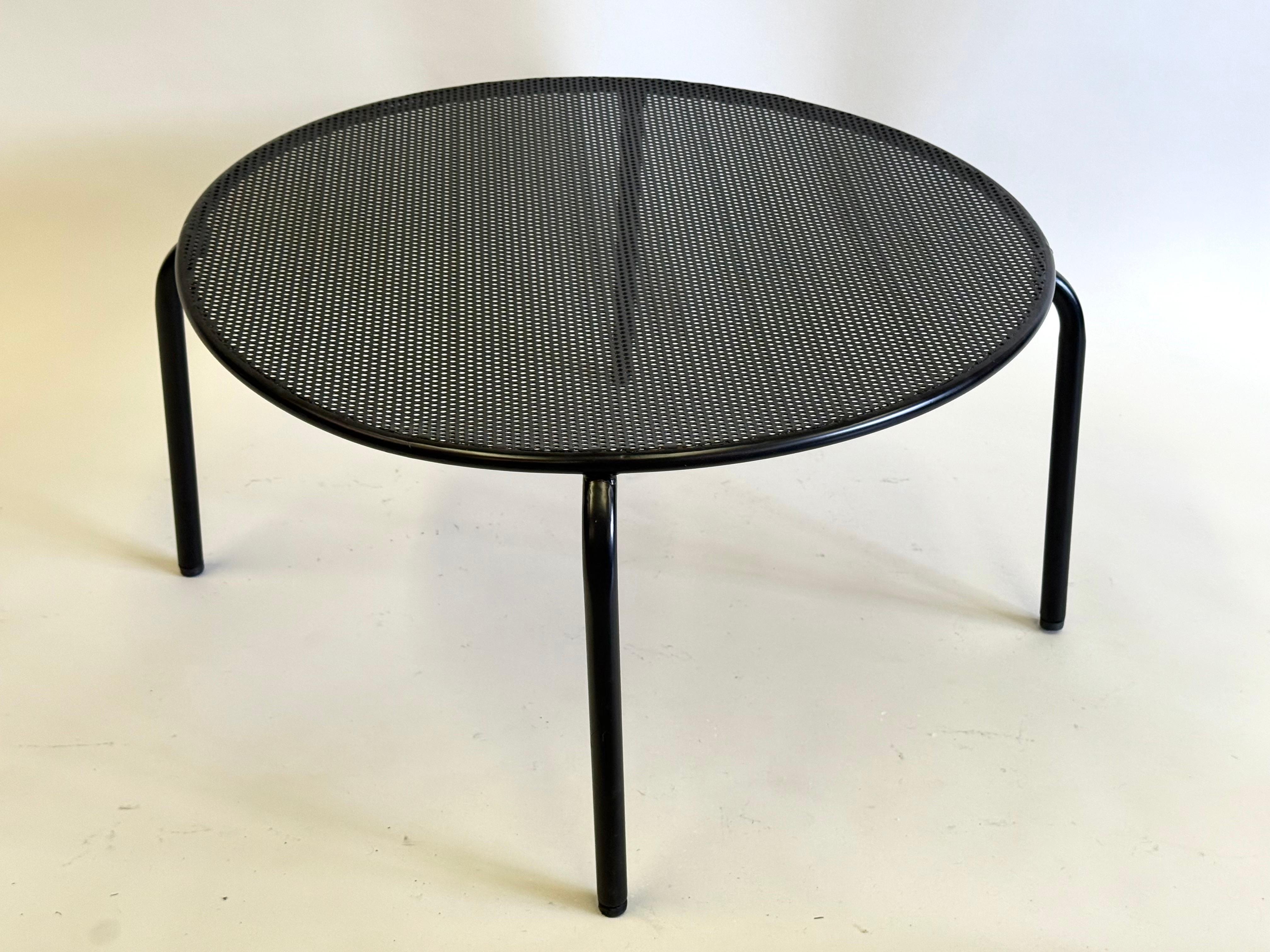 Mid-Century Modern French Mid-Century Round Perforated Iron Coffee or Side Tables, Mathieu Margot For Sale