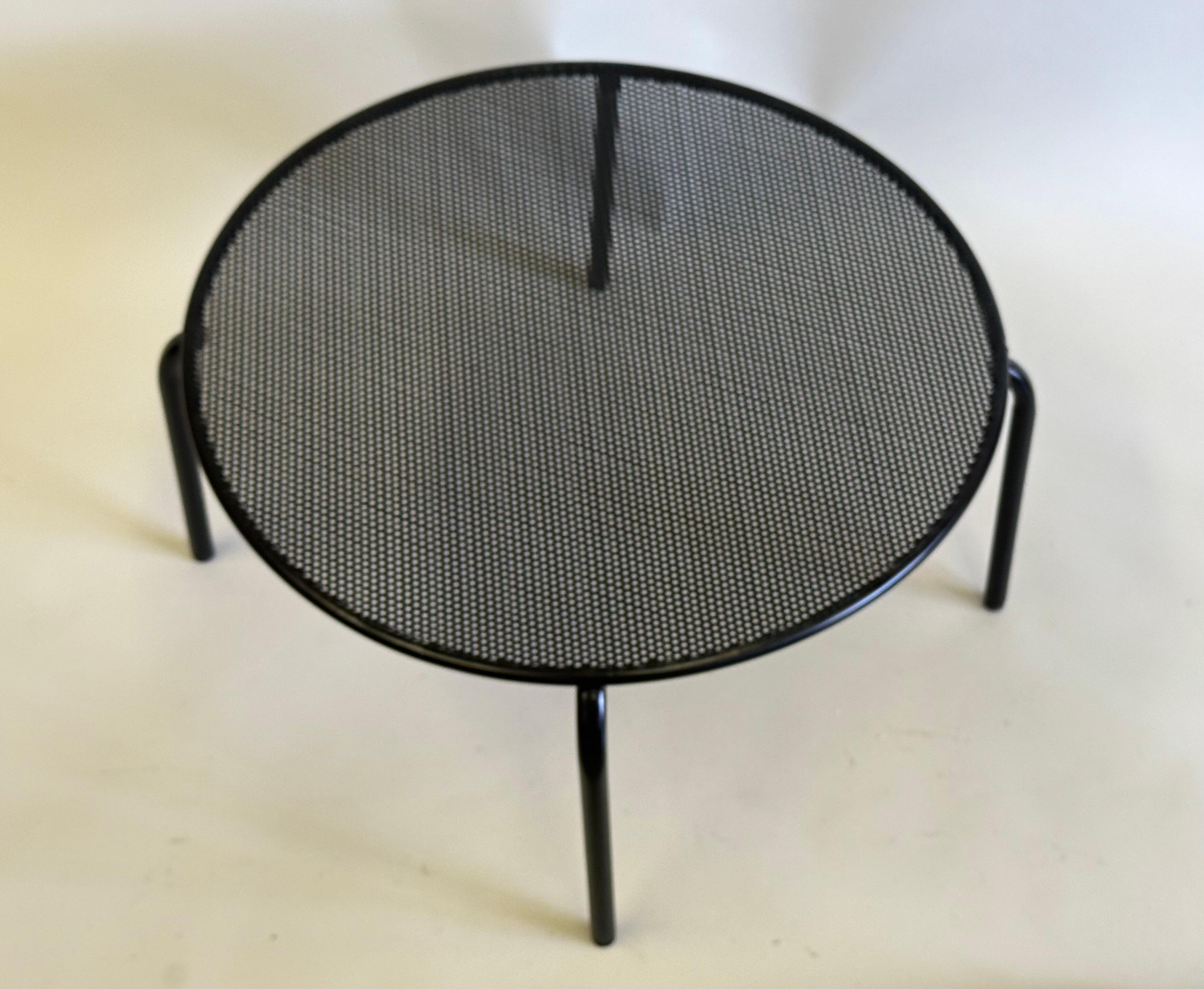 French Mid-Century Round Perforated Iron Coffee or Side Tables, Mathieu Margot In Good Condition For Sale In New York, NY