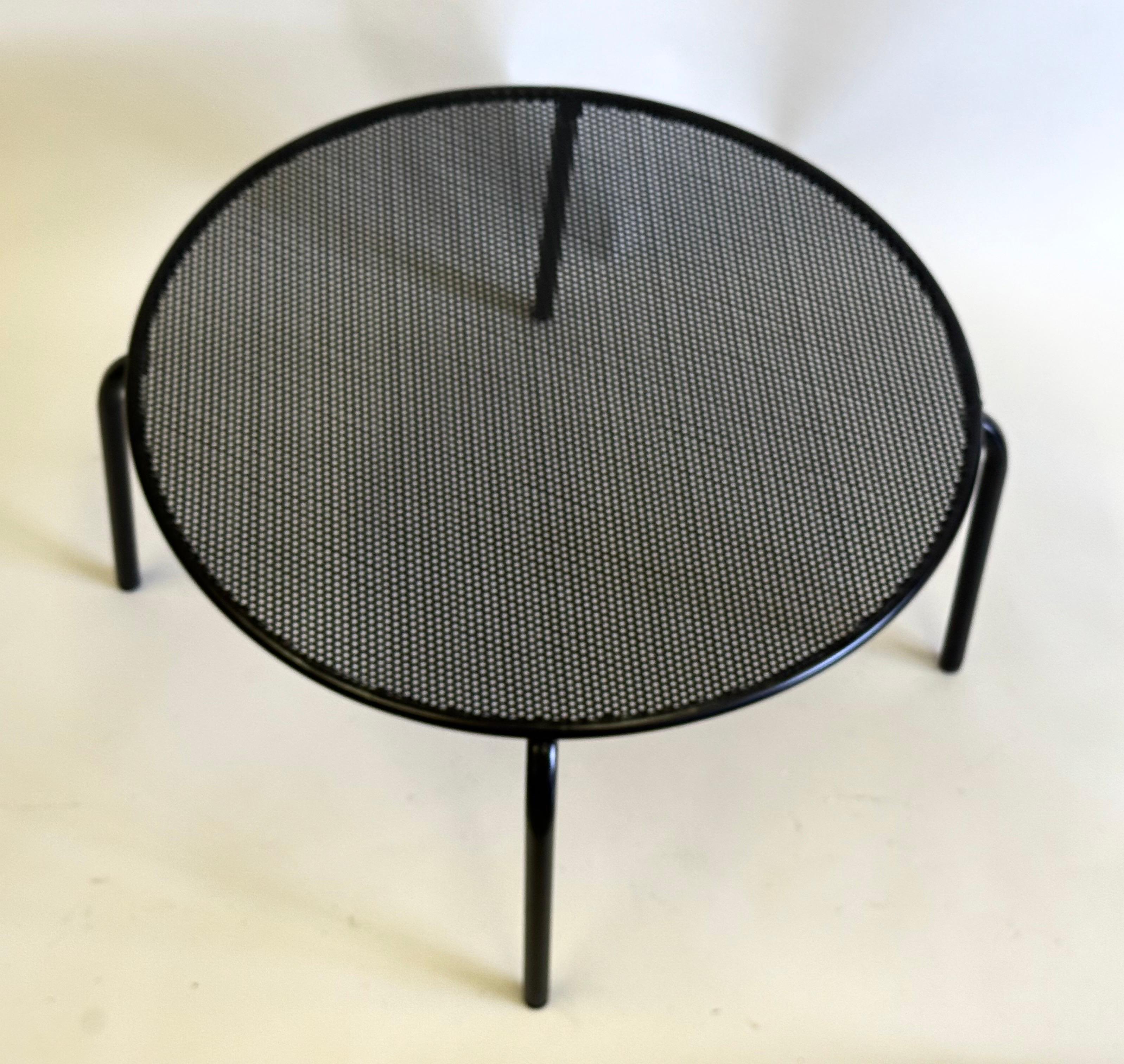20th Century French Mid-Century Round Perforated Iron Coffee or Side Tables, Mathieu Margot For Sale