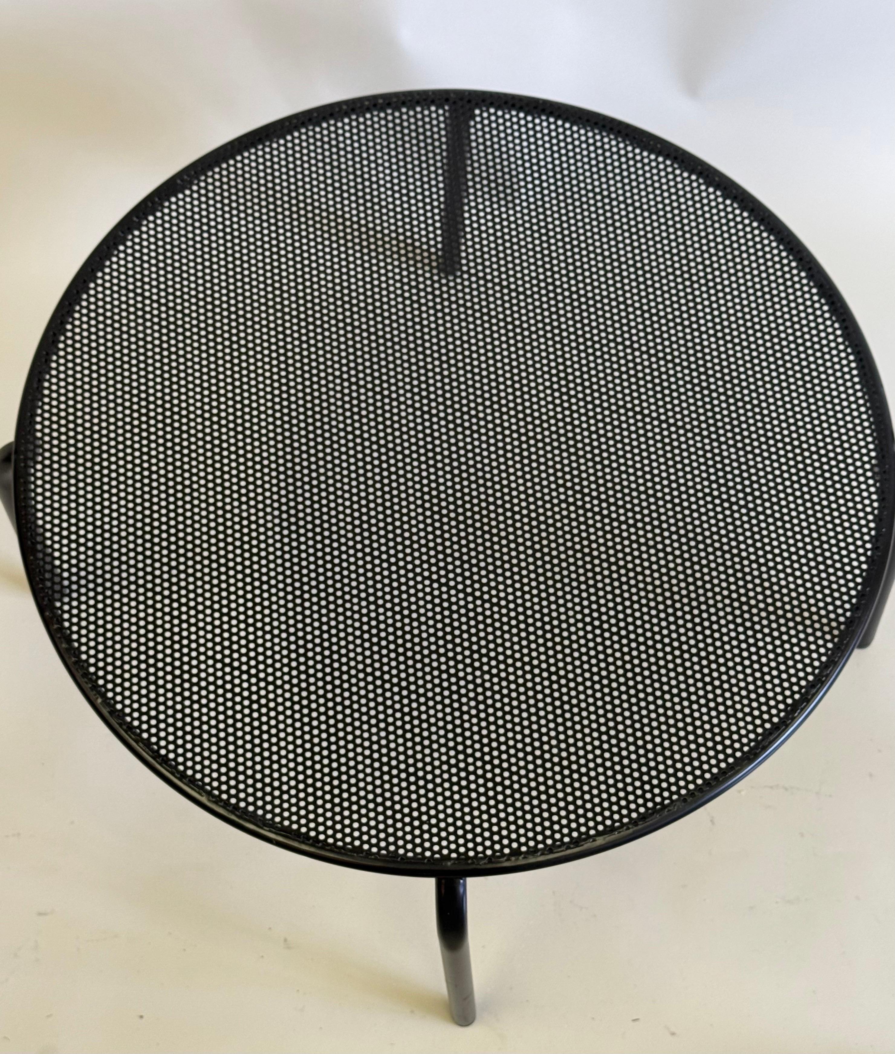 Cut Steel French Mid-Century Round Perforated Iron Coffee or Side Tables, Mathieu Margot For Sale