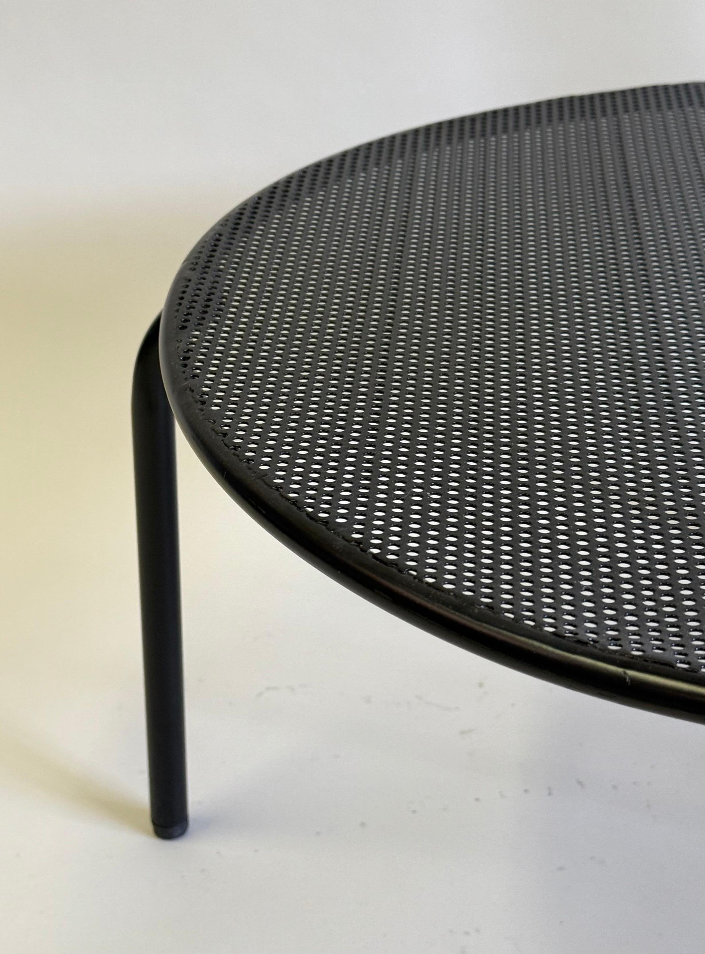 French Mid-Century Round Perforated Iron Coffee or Side Tables, Mathieu Margot For Sale 1