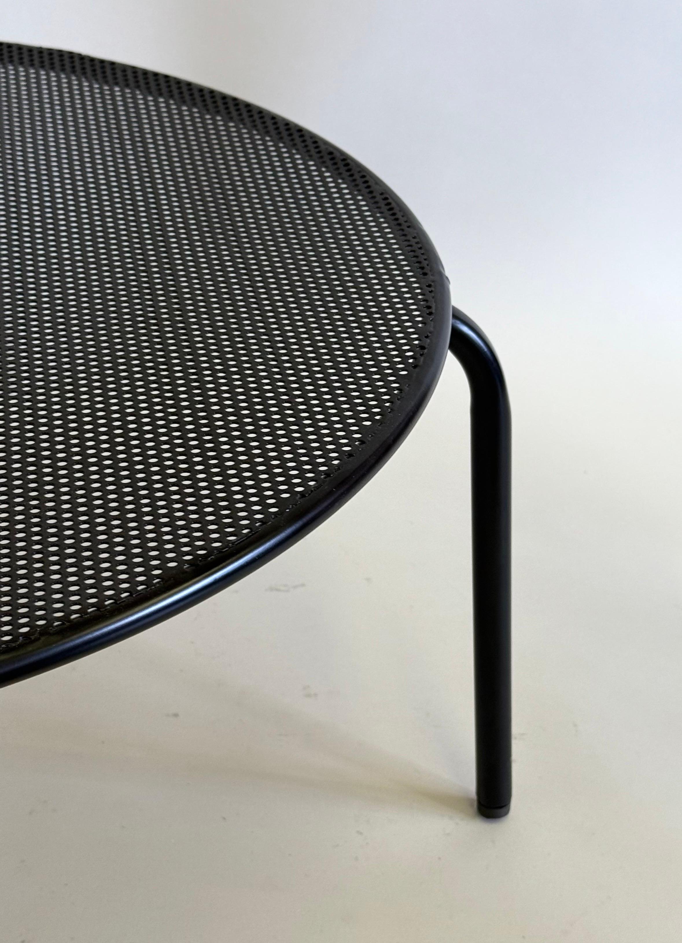 French Mid-Century Round Perforated Iron Coffee or Side Tables, Mathieu Margot For Sale 2