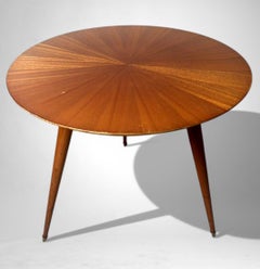 French Mid-Century Round Walnut Coffee / Tea Table