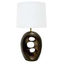 French Mid Century Sculptural Pierced Lamp in the manner of Barbara Hepworth