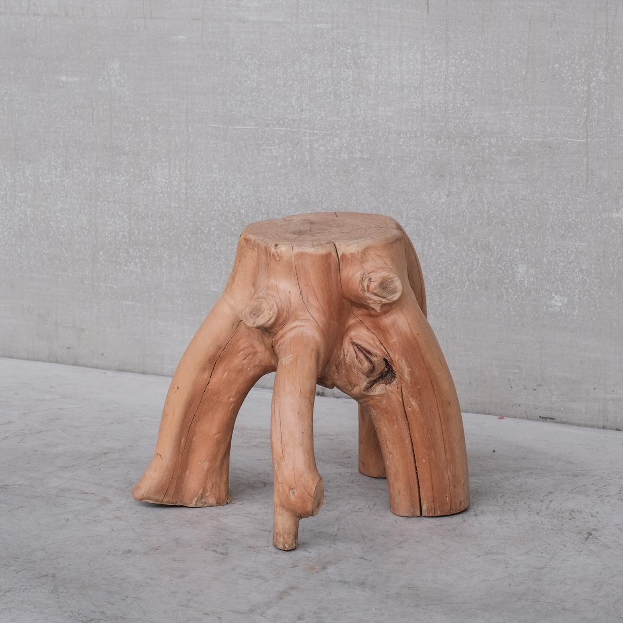 A wooden natural stump of sculptural form. 

Ideal as a side table or sculpture stand. 

France, c1950s, perhaps earlier. 

Remains in good condition, usable and stylish. 

Location: Belgium Gallery. 

Dimensions: 50 H x 60 W x 57 D in cm.