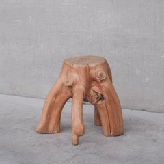 French Mid-Century Sculptural Primitive Side Table or Stand