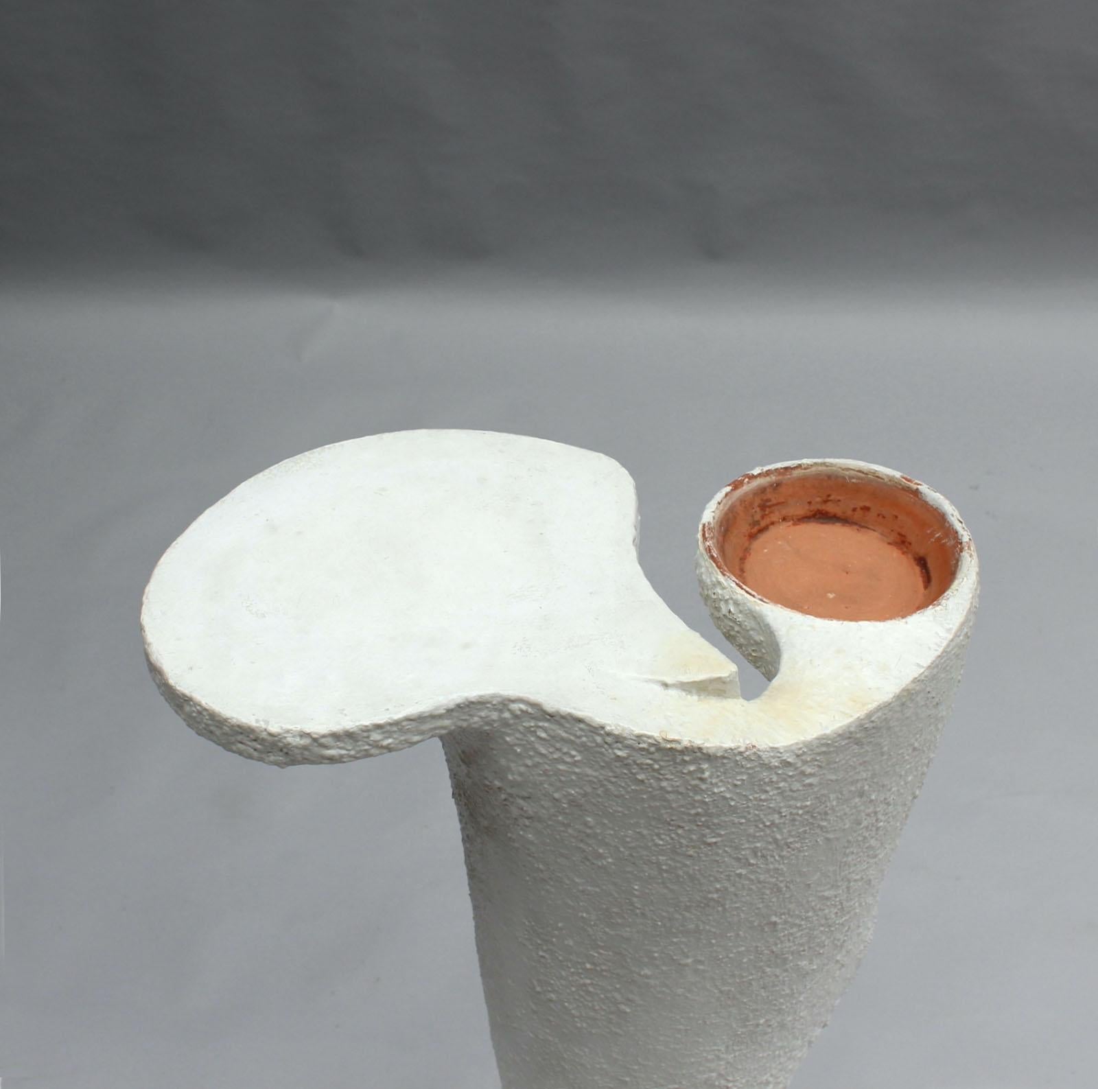 French Mid-Century Sculptural Roughcast-painted Terracotta Plant Holder For Sale 6