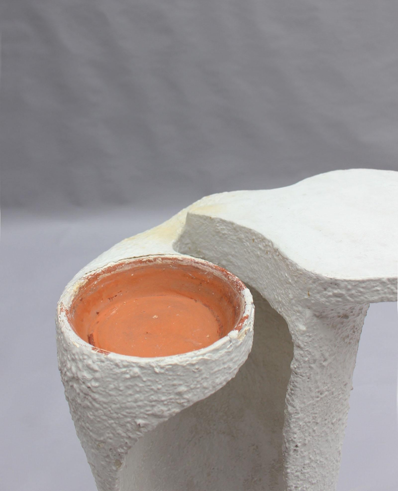 French Mid-Century Sculptural Roughcast-painted Terracotta Plant Holder For Sale 7