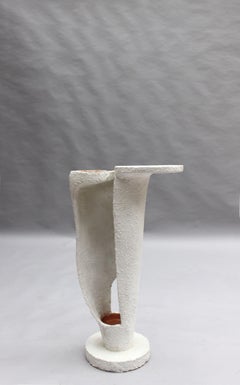 French Mid-Century Sculptural Roughcast-painted Terracotta Plant Holder