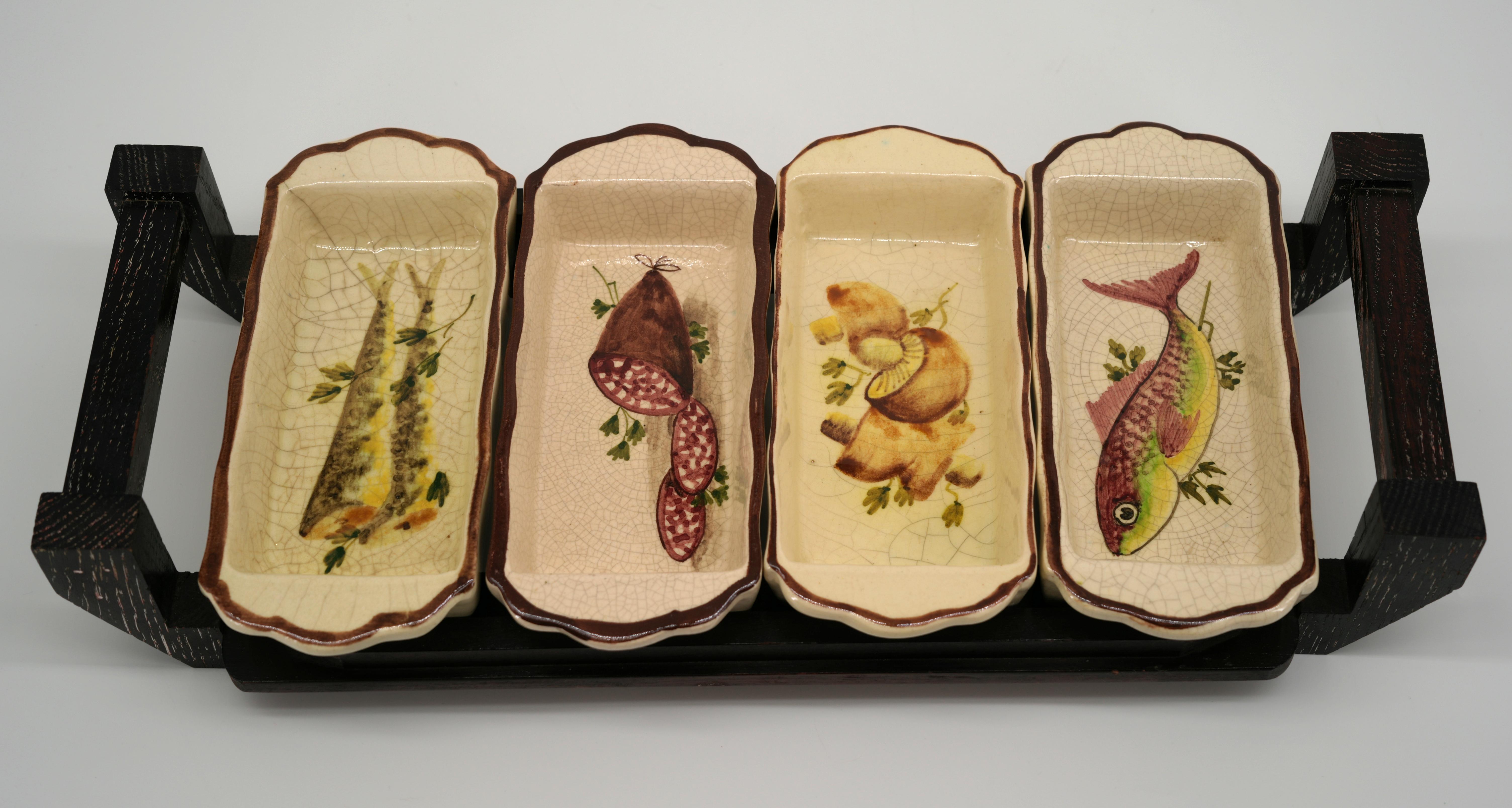 Metà XX secolo Set di piatti da antipasto francesi di metà secolo, Vallauris, anni '60 in vendita