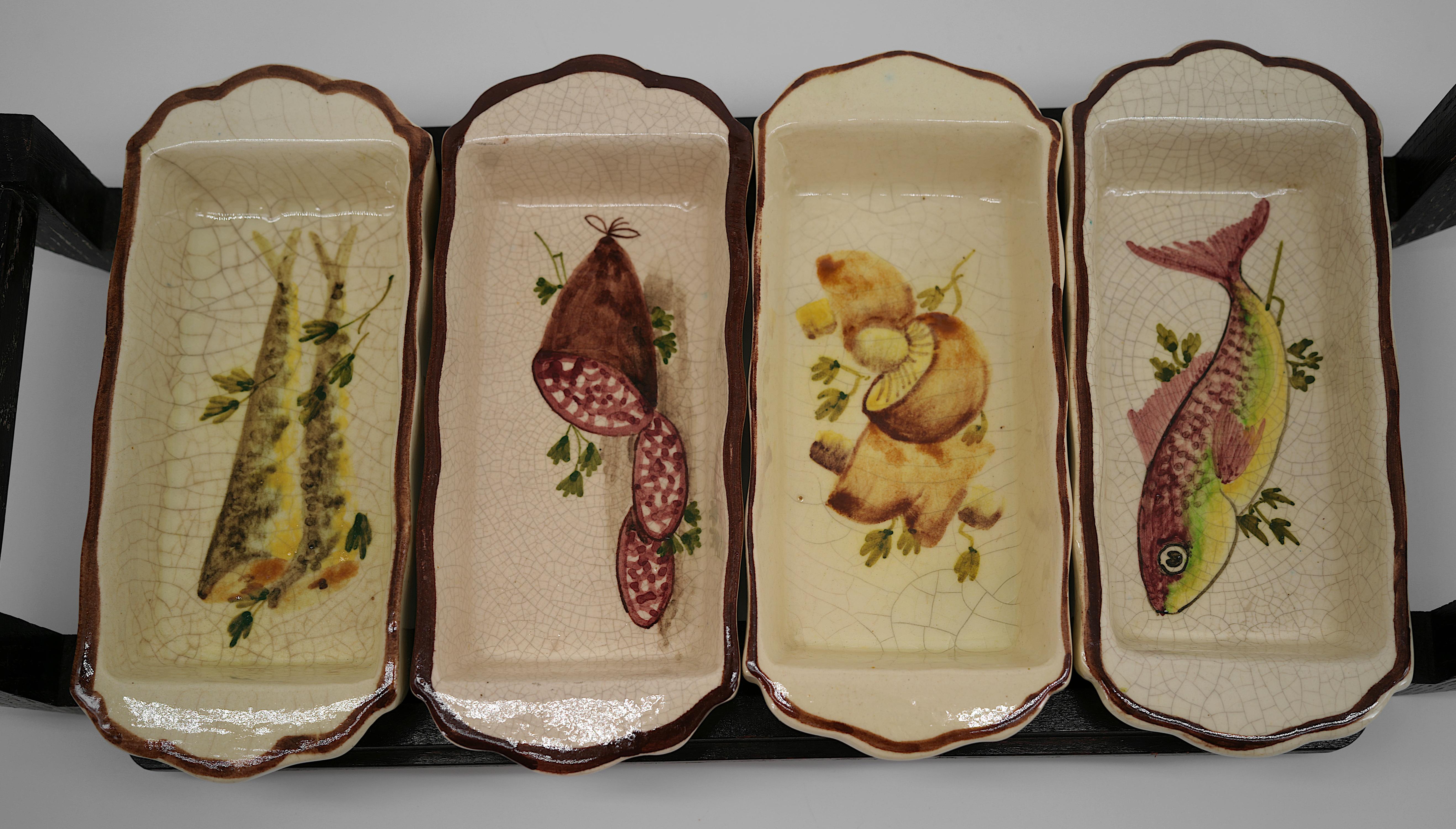 French Mid-century Set of Appetizer Dishes, Vallauris, 1960s For Sale 1