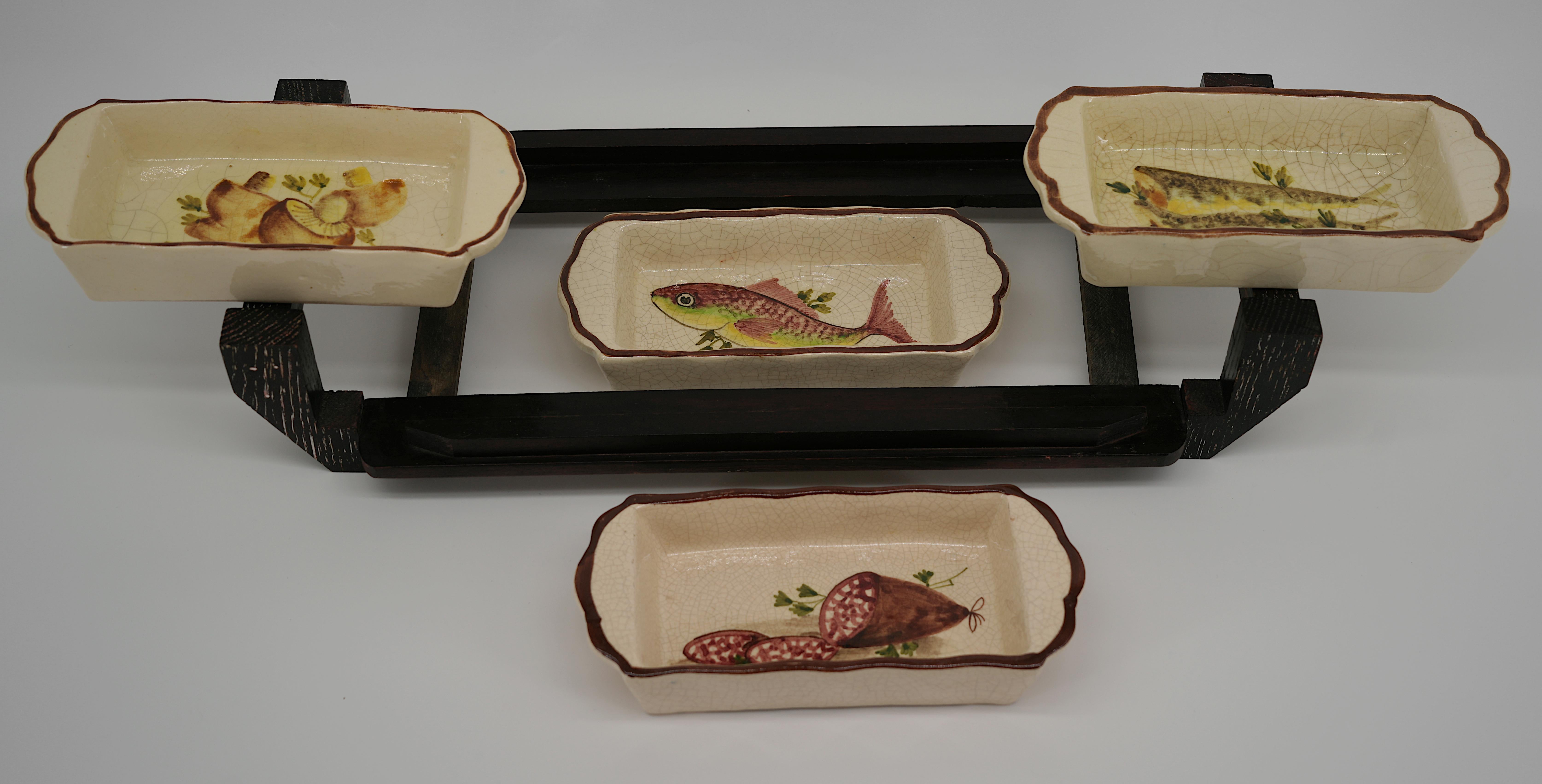 French Mid-century Set of Appetizer Dishes, Vallauris, 1960s For Sale 2