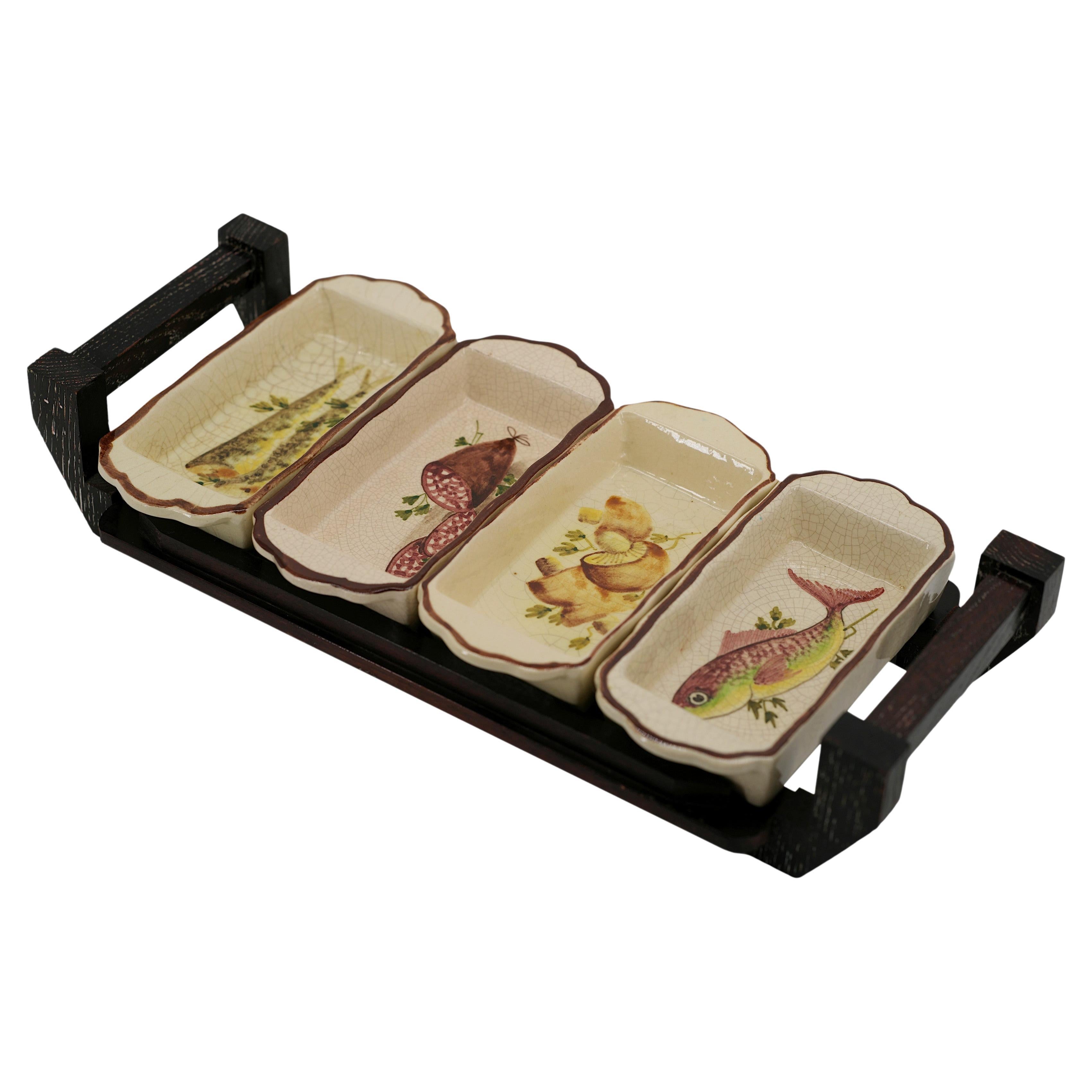 Set di piatti da antipasto francesi di metà secolo, Vallauris, anni '60
