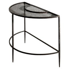French Mid Century Side Console Table in Black Metal by Mathieu Matégot, 1950s