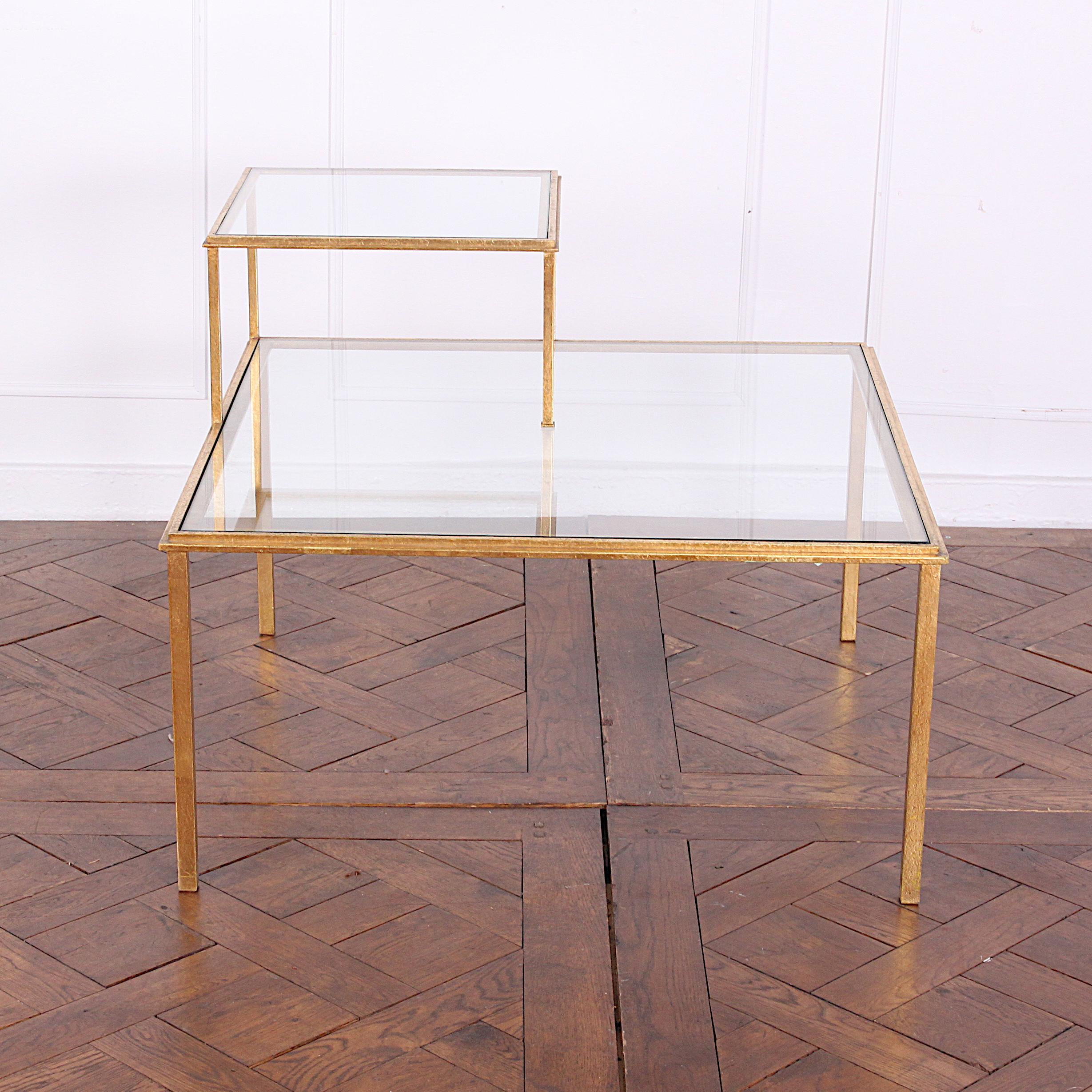 Mid-Century Modern Roger Thibier French Mid Century Gold Gilded Side Table  For Sale