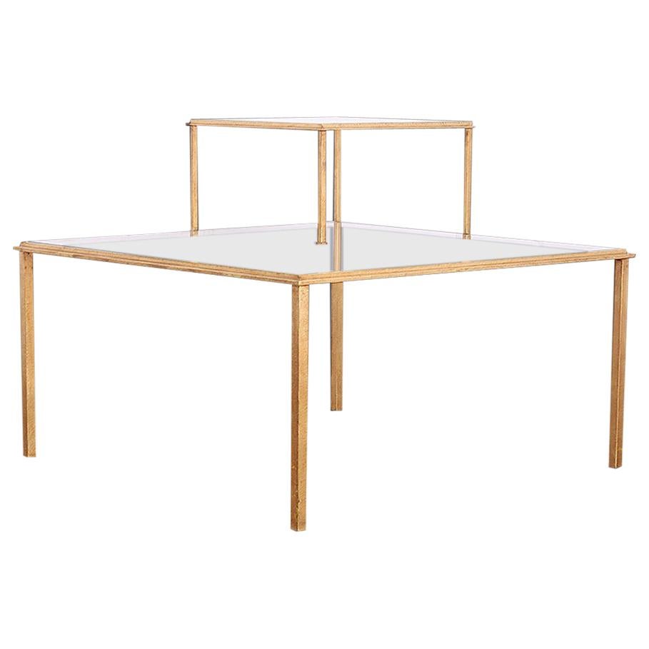 Roger Thibier French Mid Century Gold Gilded Side Table