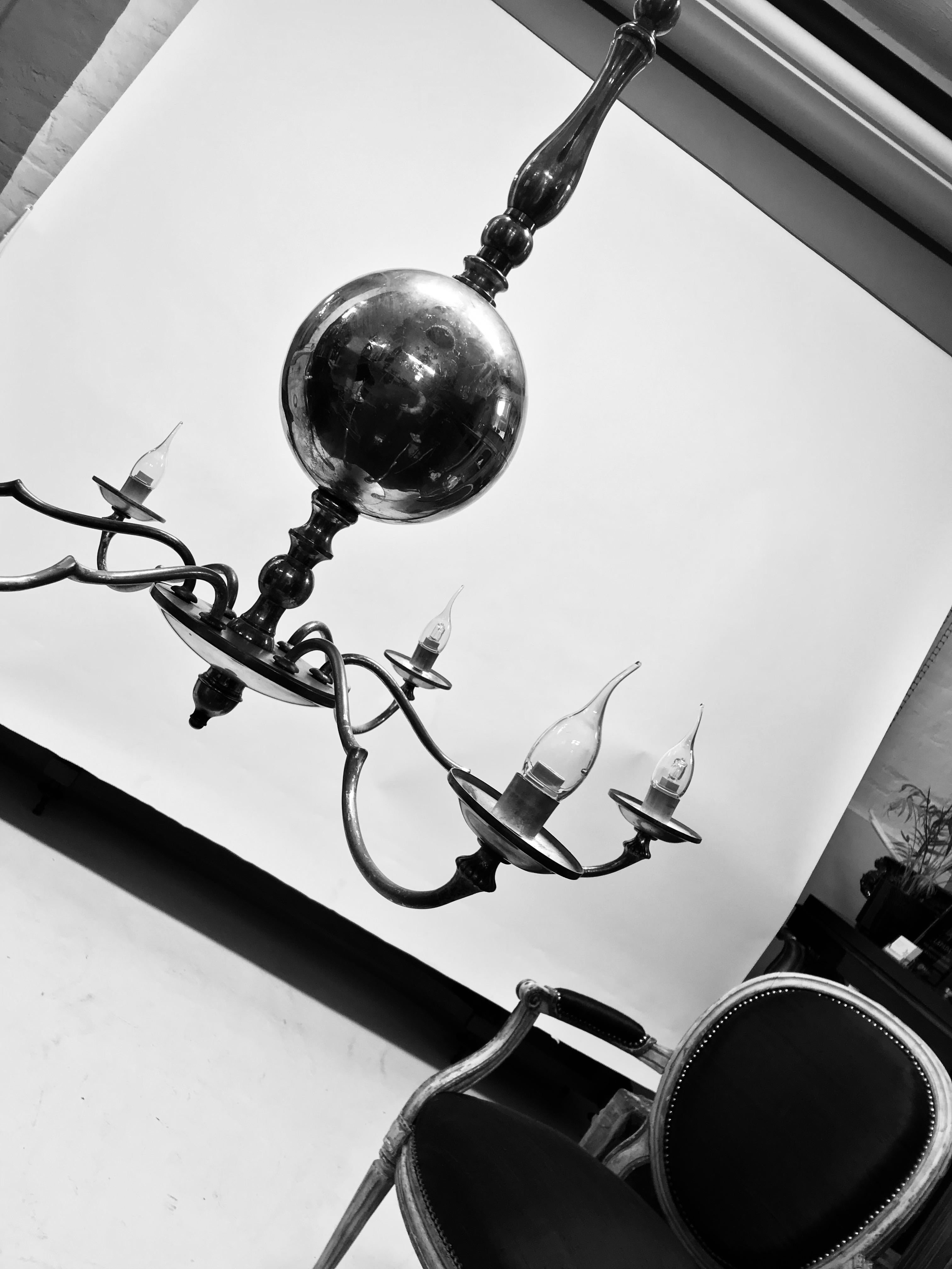 Mid-20th Century French Mid-Century Silver Chandelier For Sale