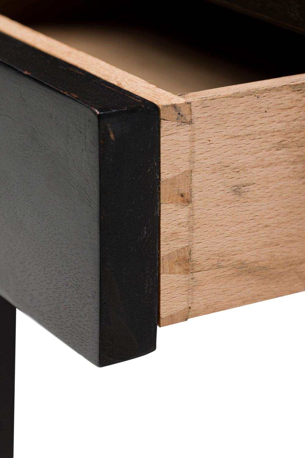 French Mid-Century Single Drawer Ebonized and Shagreen Side Table en vente 3