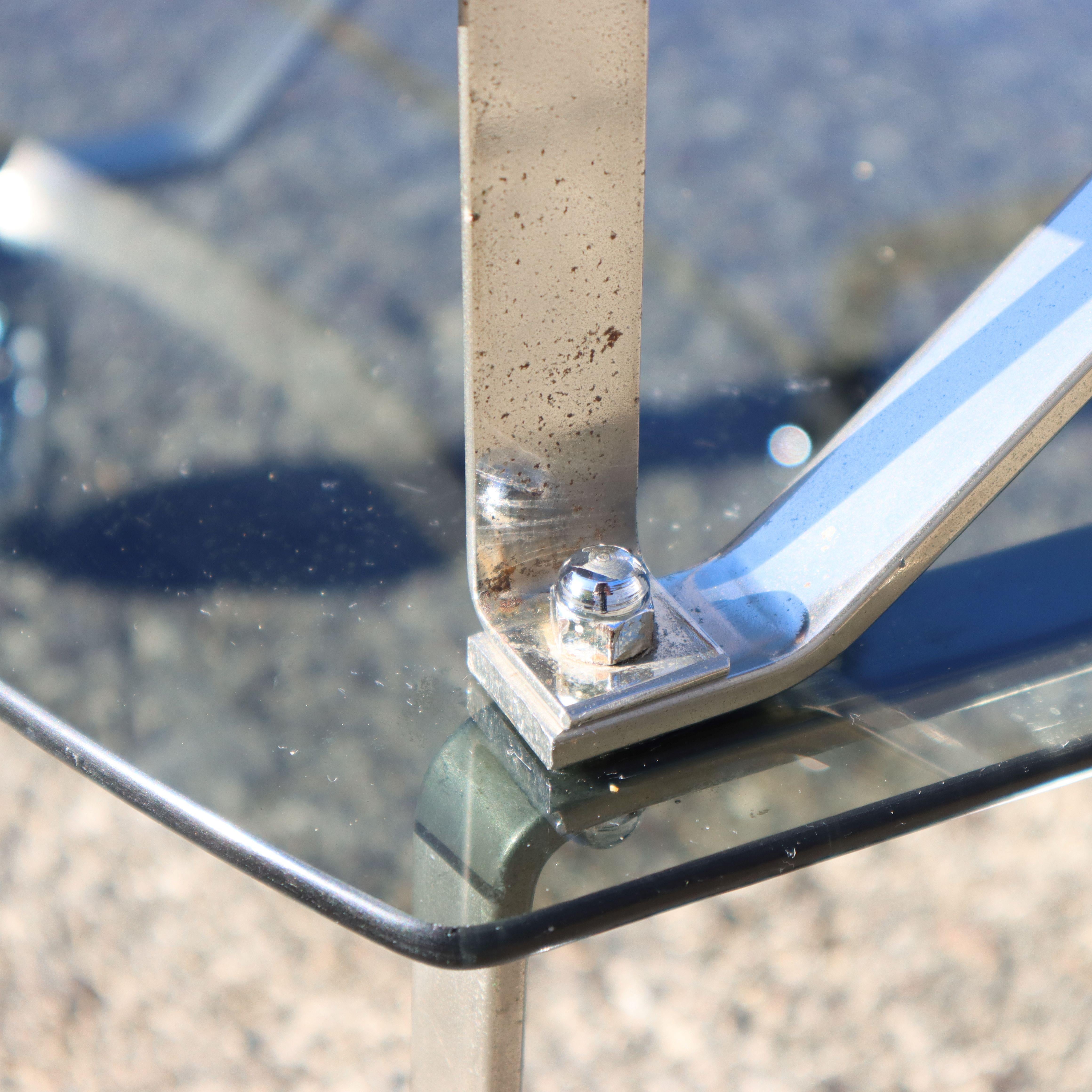 French Mid-Century Smoked Glass and Chrome Bar Trolley-Drop Leaf Bar Cart-60s en vente 12