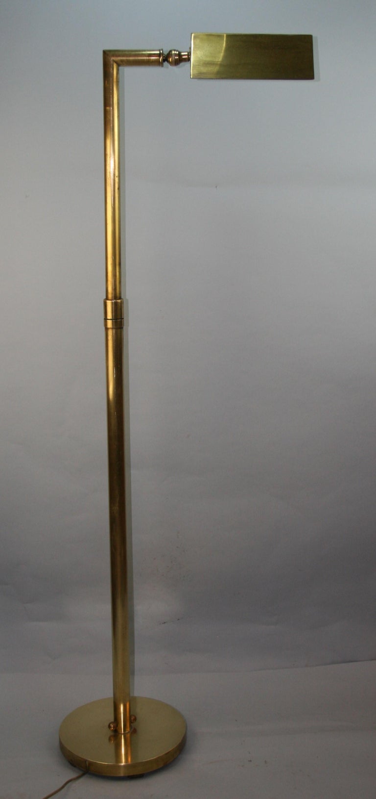 French Mid Century Solid Brass Adjustable Floor Lamp at 1stDibs