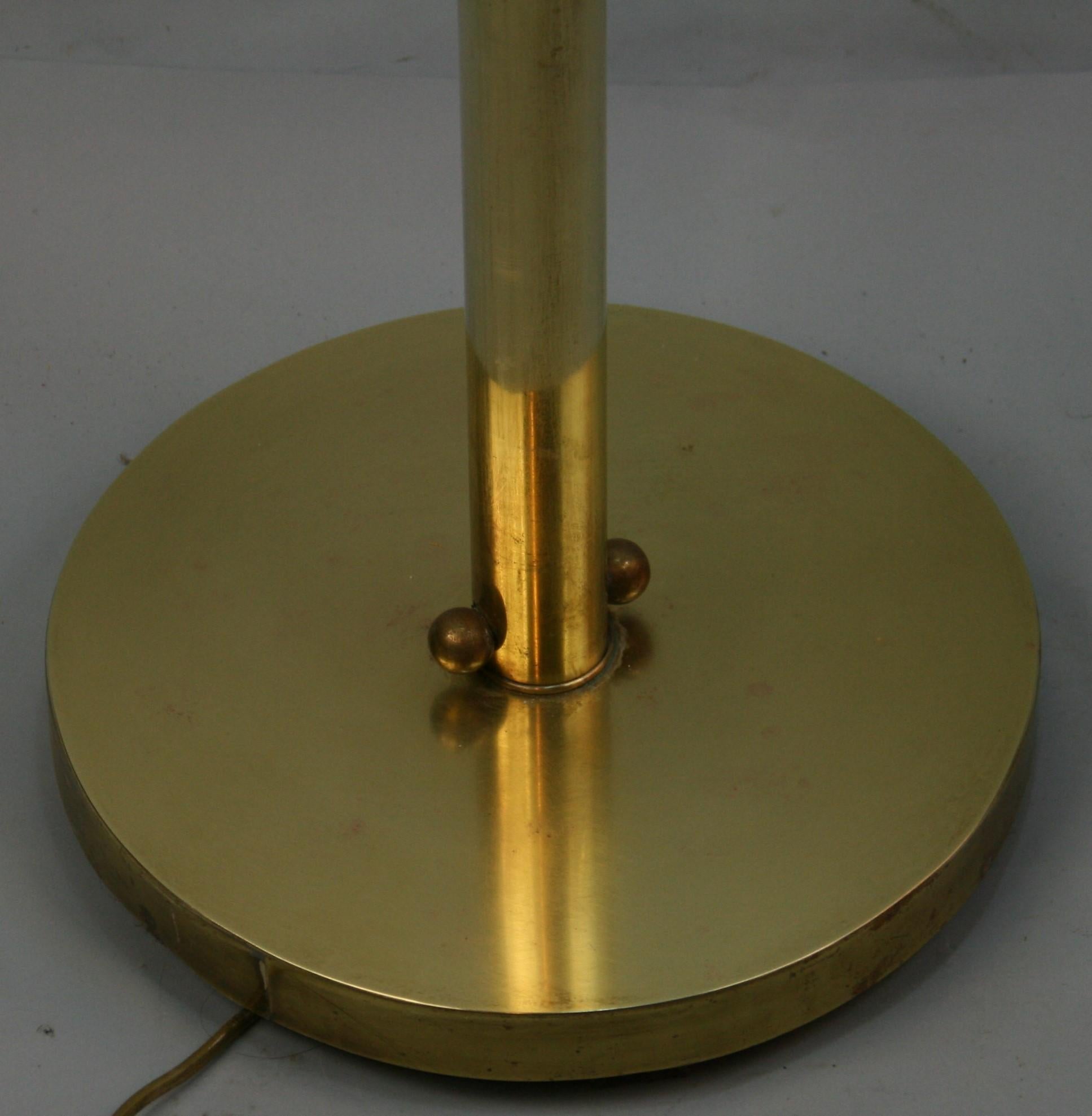 French Mid Century Solid Brass Adjustable Floor Lamp In Good Condition In Douglas Manor, NY