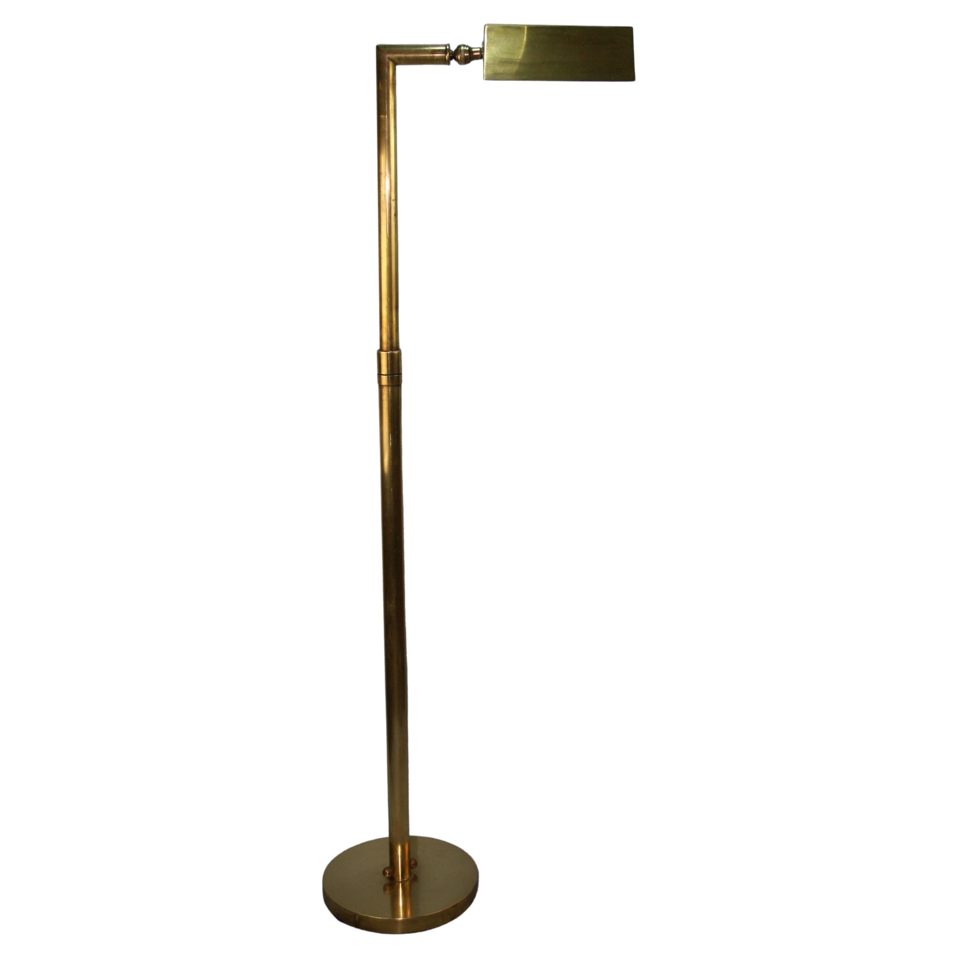 French Mid Century Solid Brass Adjustable Floor Lamp