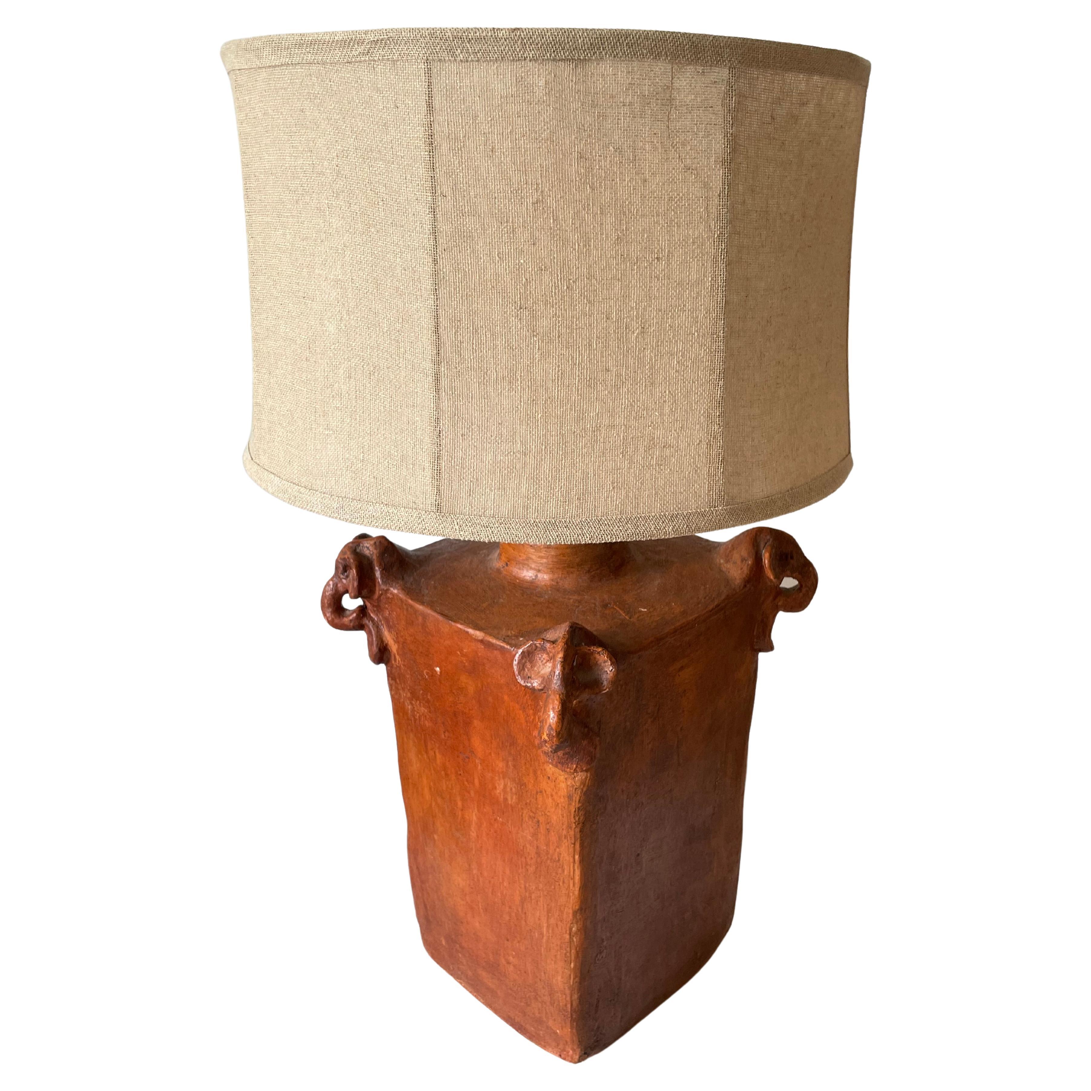 French Mid Century Solid Terracota Table Lamp For Sale 6
