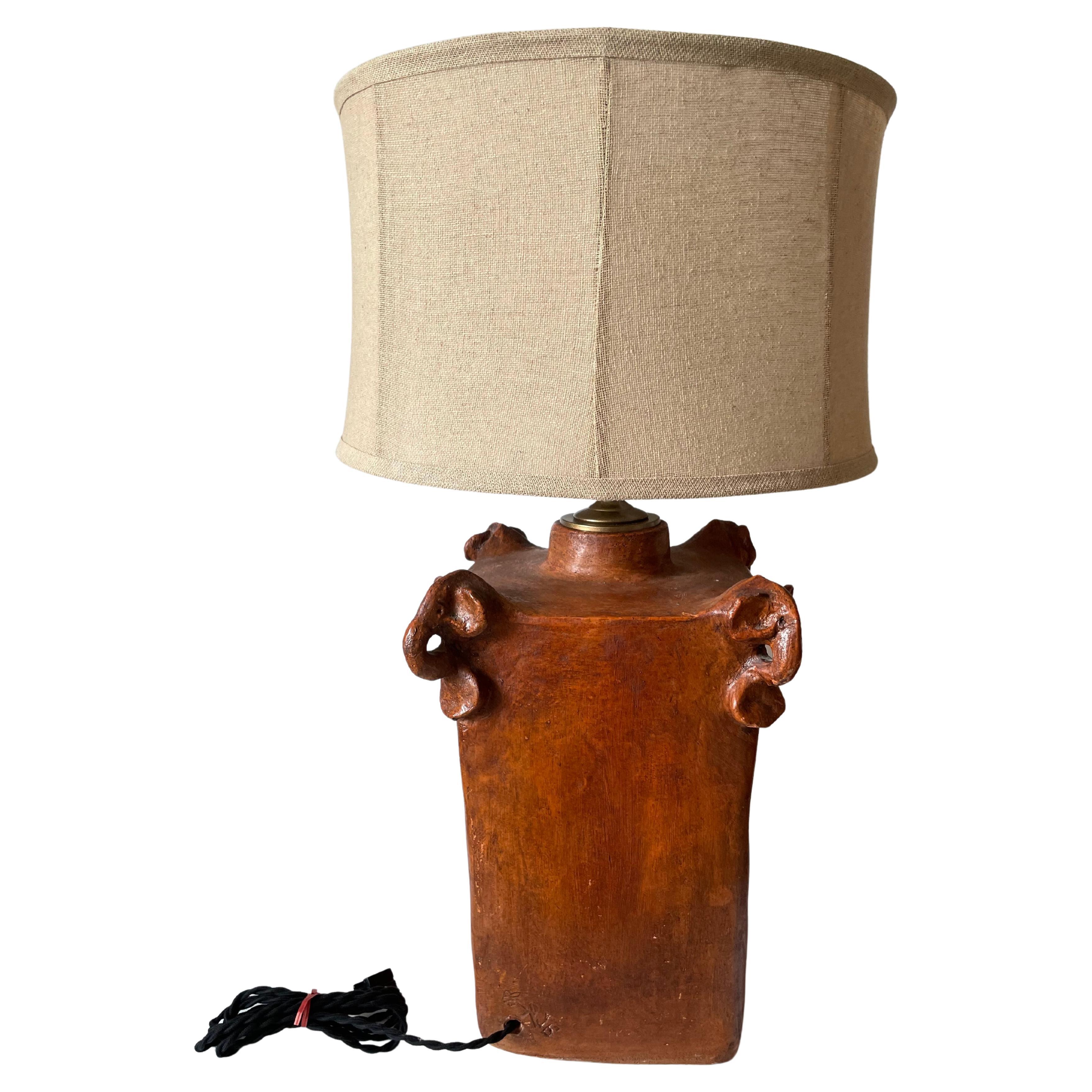 French Mid Century Solid Terracota Table Lamp For Sale 9