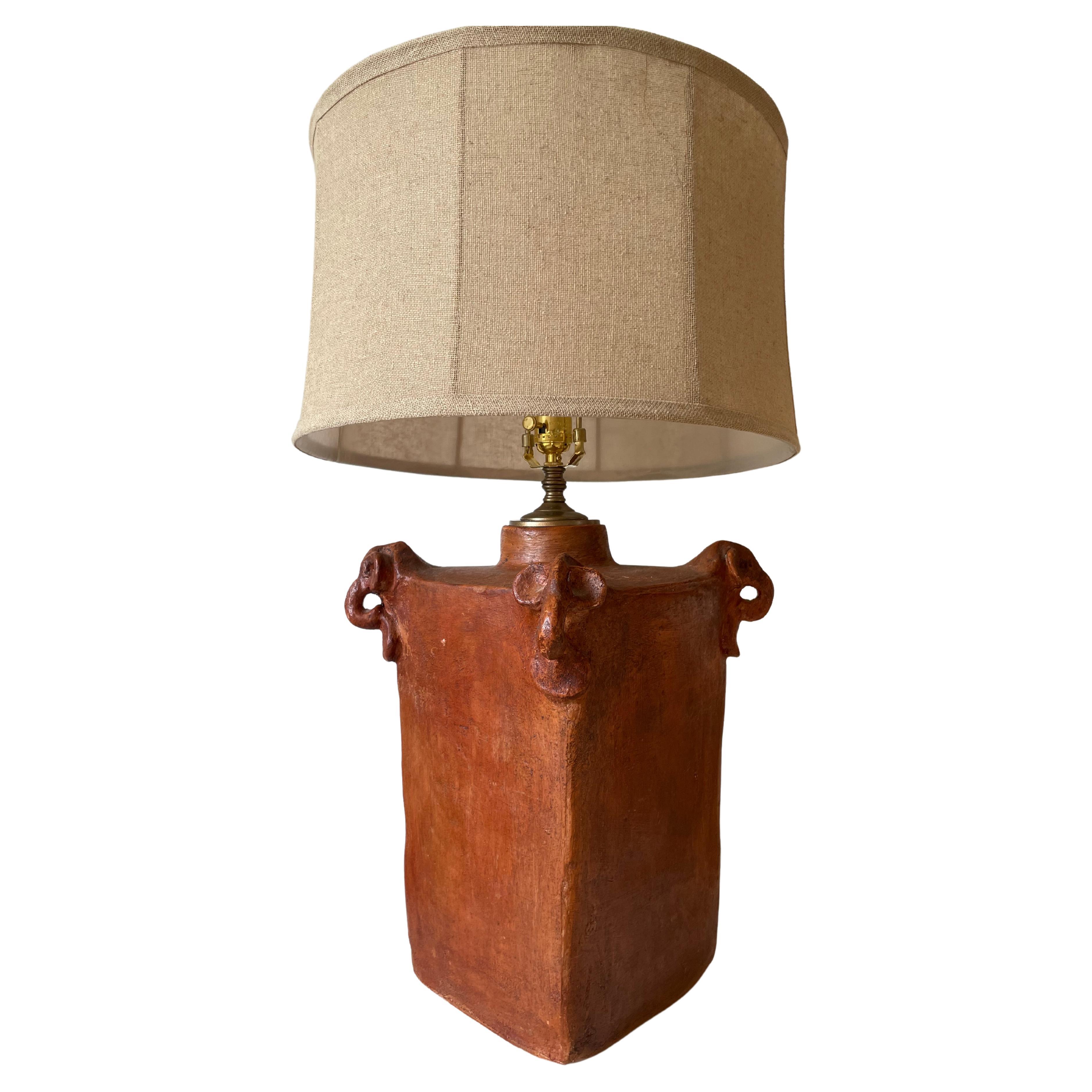 French Mid Century Solid Terracota Table Lamp For Sale 3