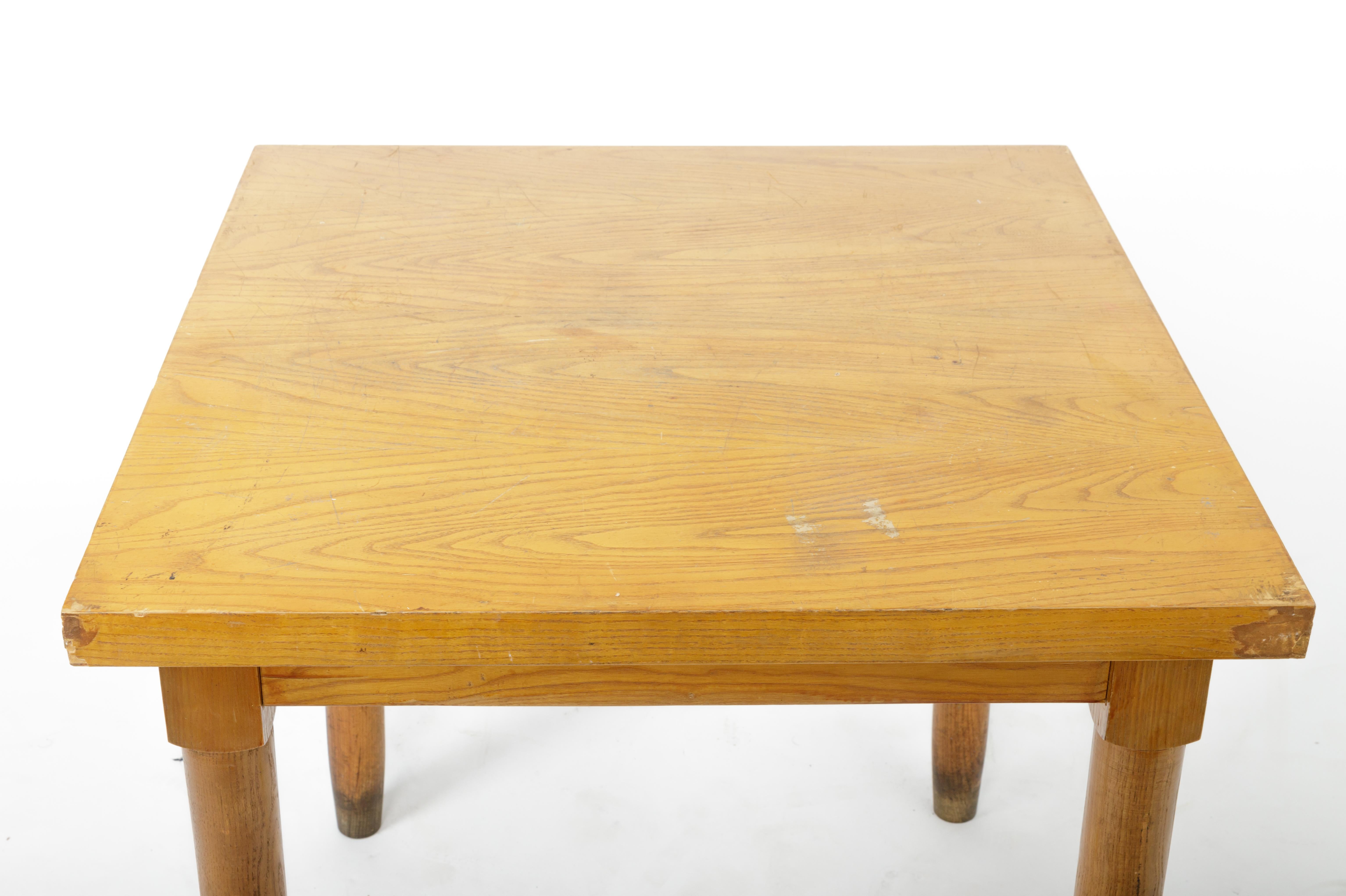 French Midcentury Square Dining Table in the Style of Charlotte Perriand In Good Condition In New York City, NY