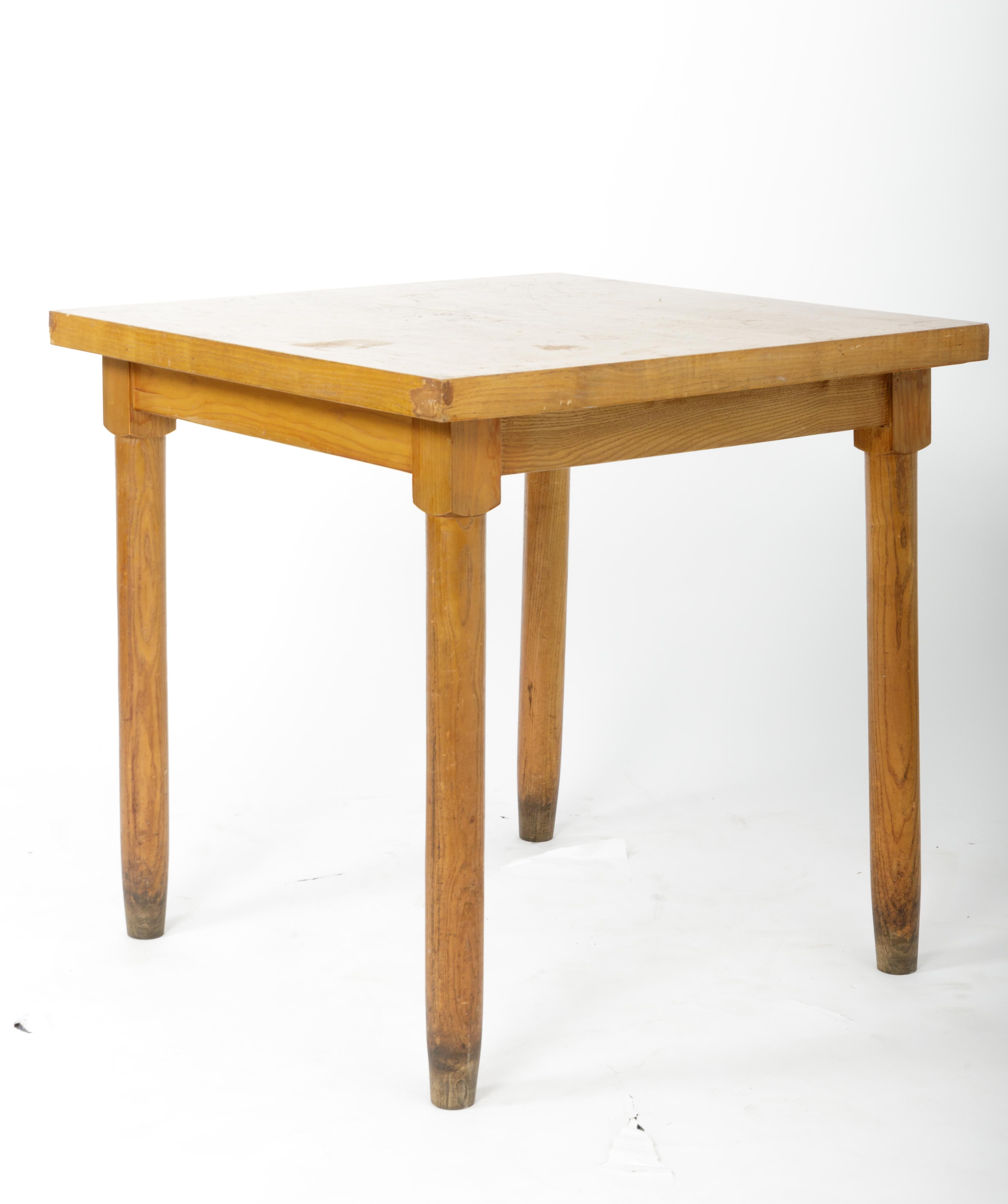 Mid-20th Century French Midcentury Square Dining Table in the Style of Charlotte Perriand