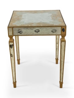 French Mid-Century Square Églomisé and Giltwood End / Side Table