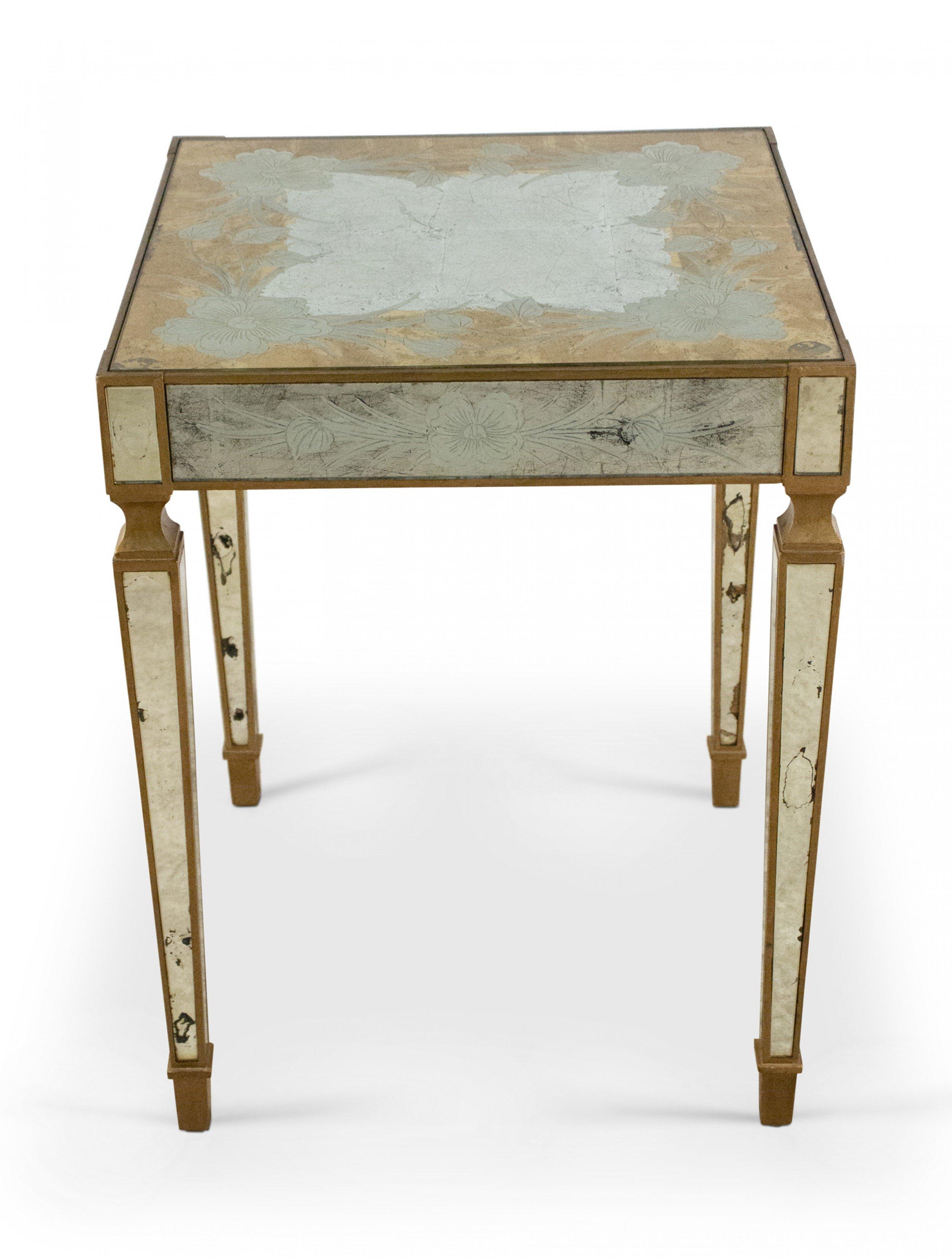 French Mid-Century Square Églomisé and Giltwood End / Side Table In Good Condition For Sale In New York, NY