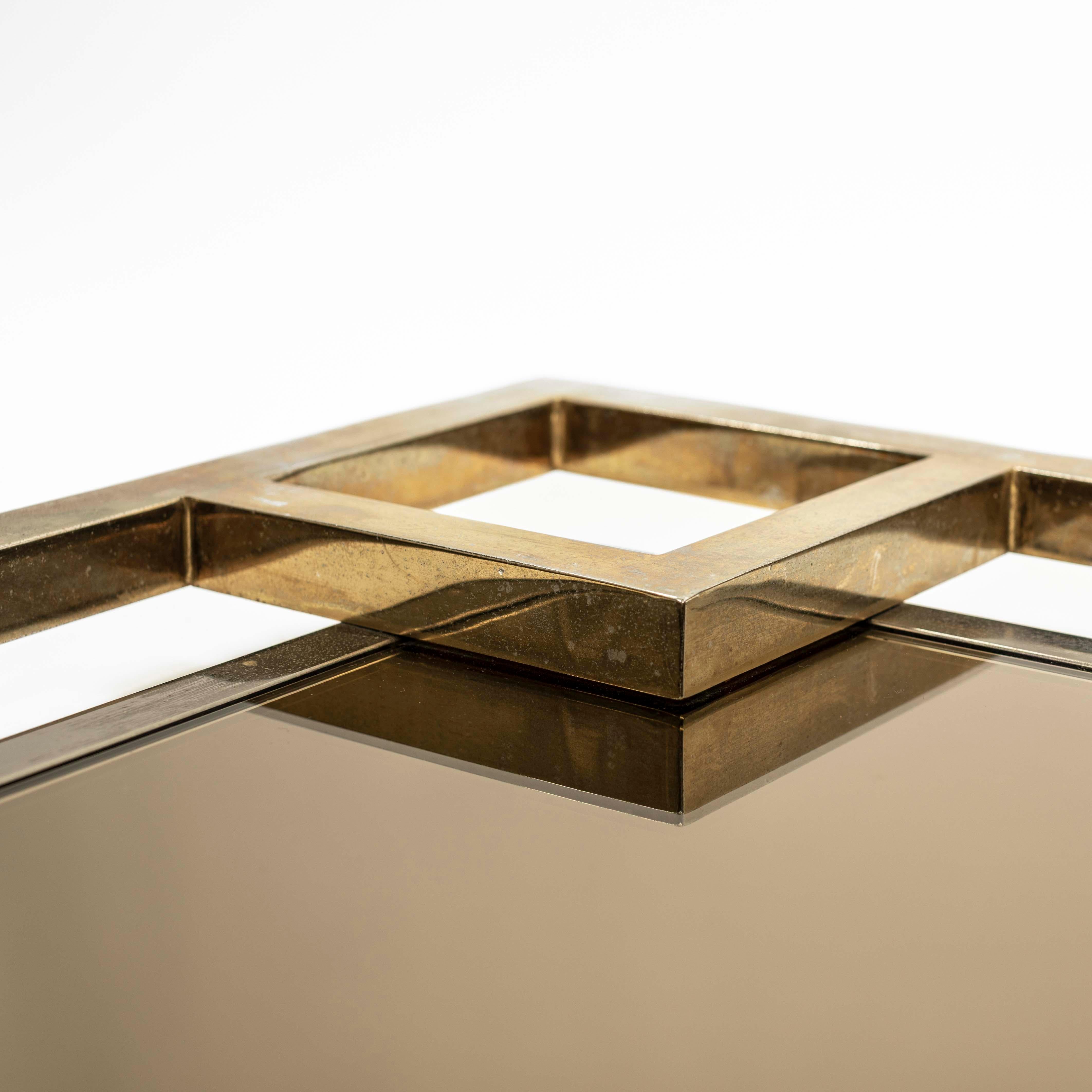 Miroir en laiton chromé quadrillé du milieu du siècle par Maison Jansen, Paris 1970 Bon état - En vente à Salzburg, AT