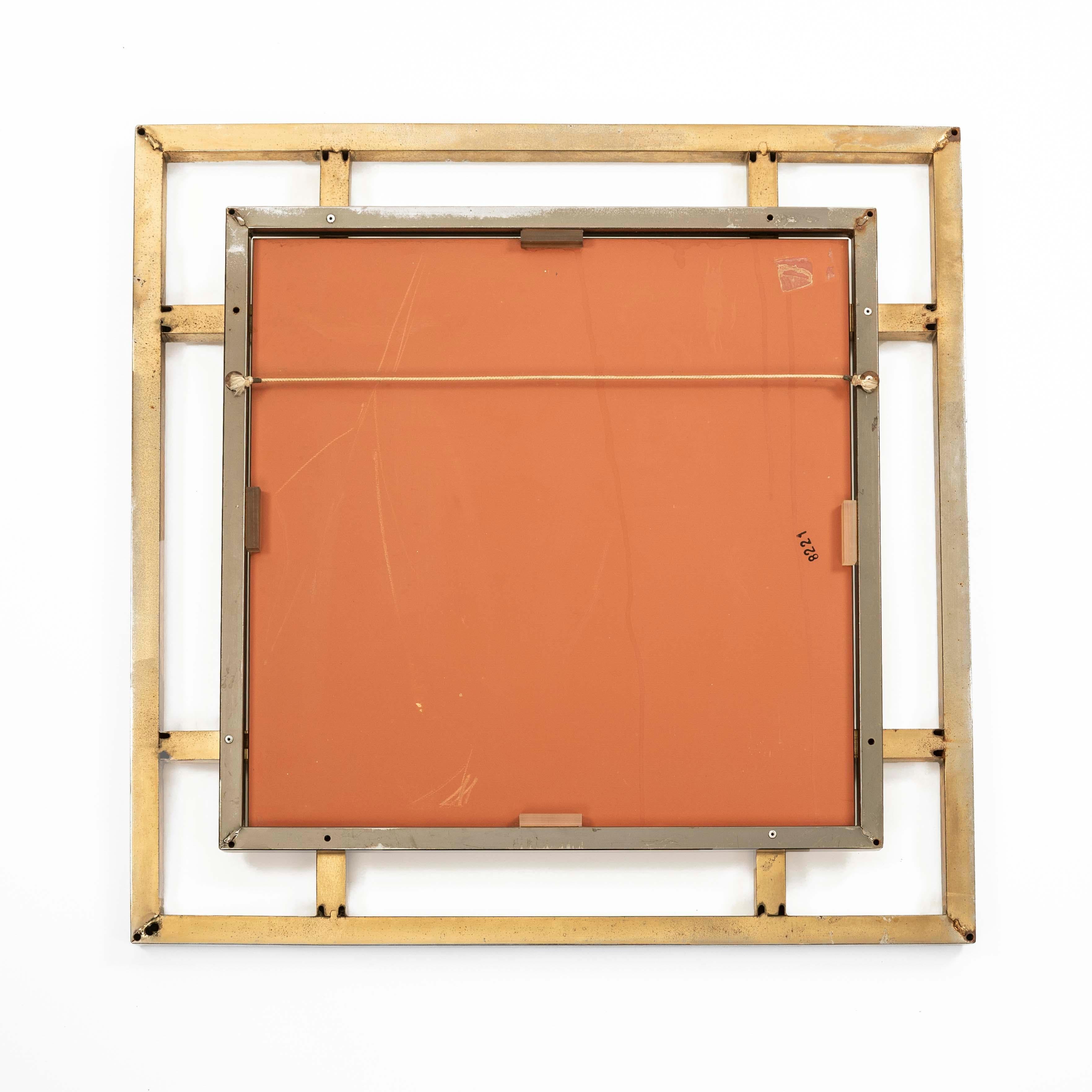 Miroir en laiton chromé quadrillé du milieu du siècle par Maison Jansen, Paris 1970 en vente 1