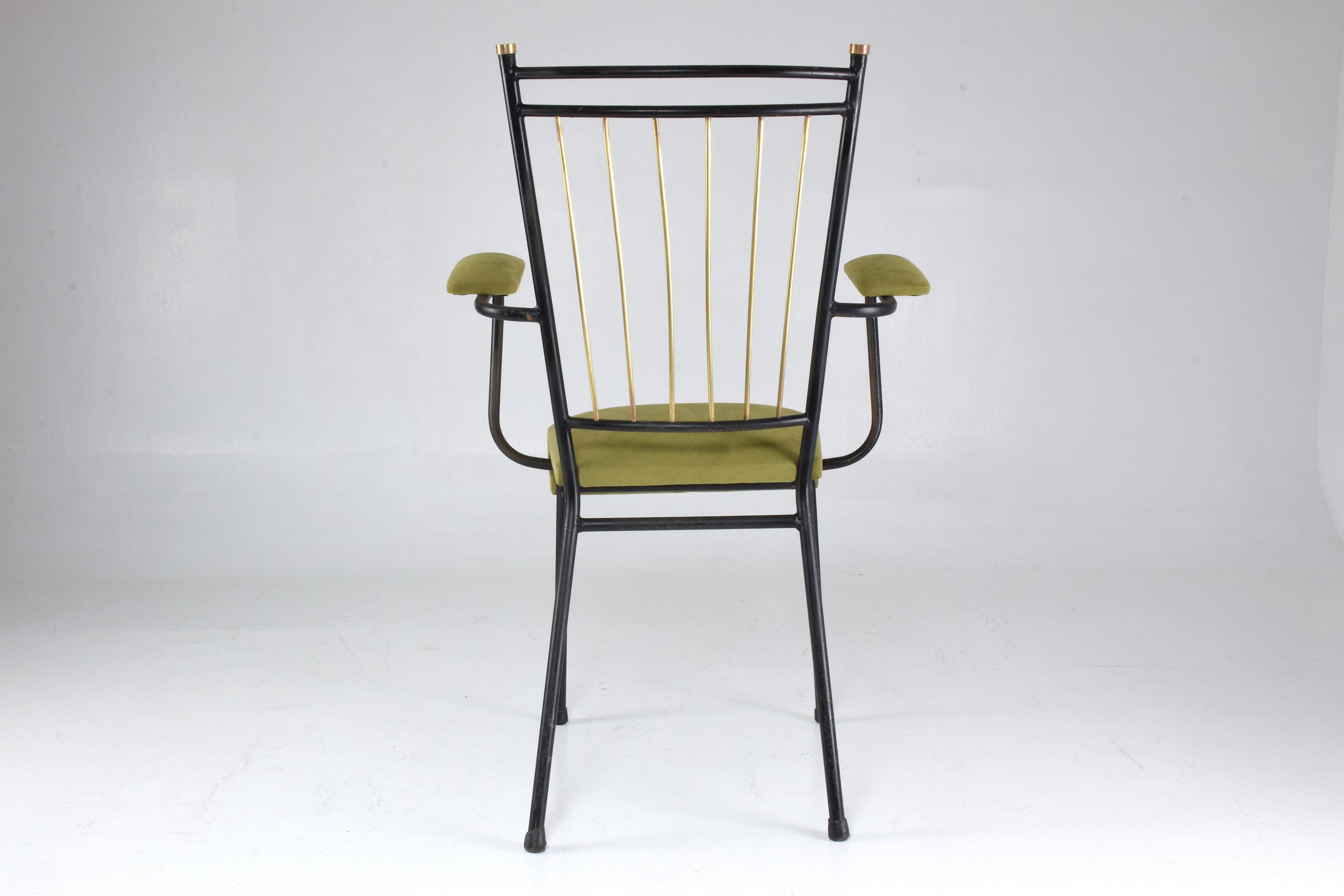  20th Century Vintage French Steel and Brass Armchairs, 1950s 10