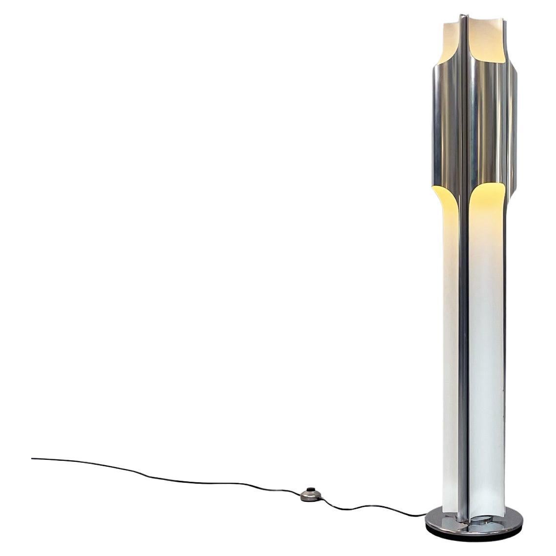 French Mid-Century Steel Orgue Floor Lamp by Charles for Maison Charles, 1970s