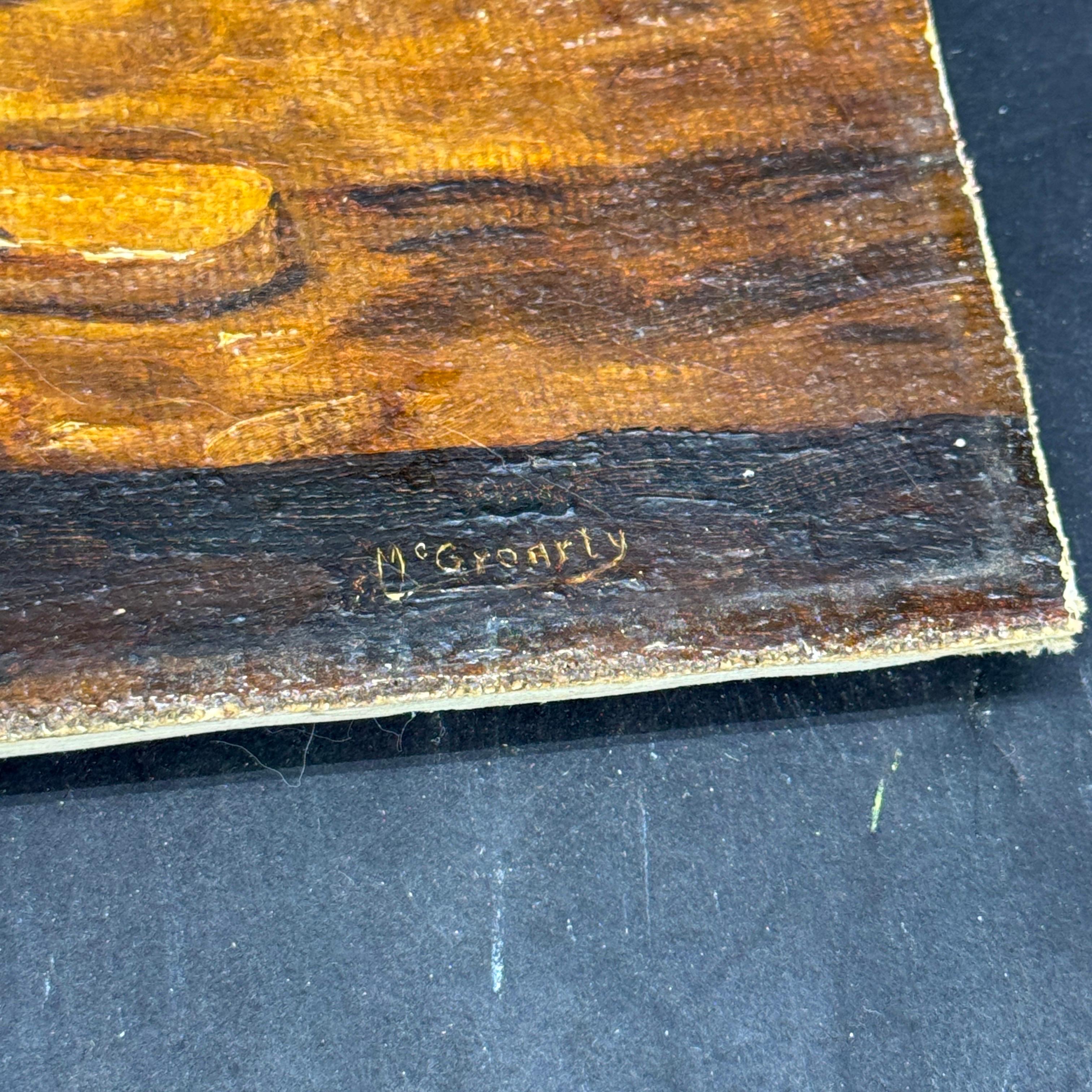 Bodegón francés de mediados de siglo Óleo sobre tabla de madera Hecho a mano en venta