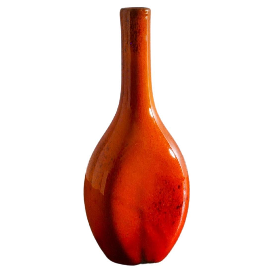 French Mid Century Stoneware Ceramic Vase in Style of Georges Jouve, 1950s