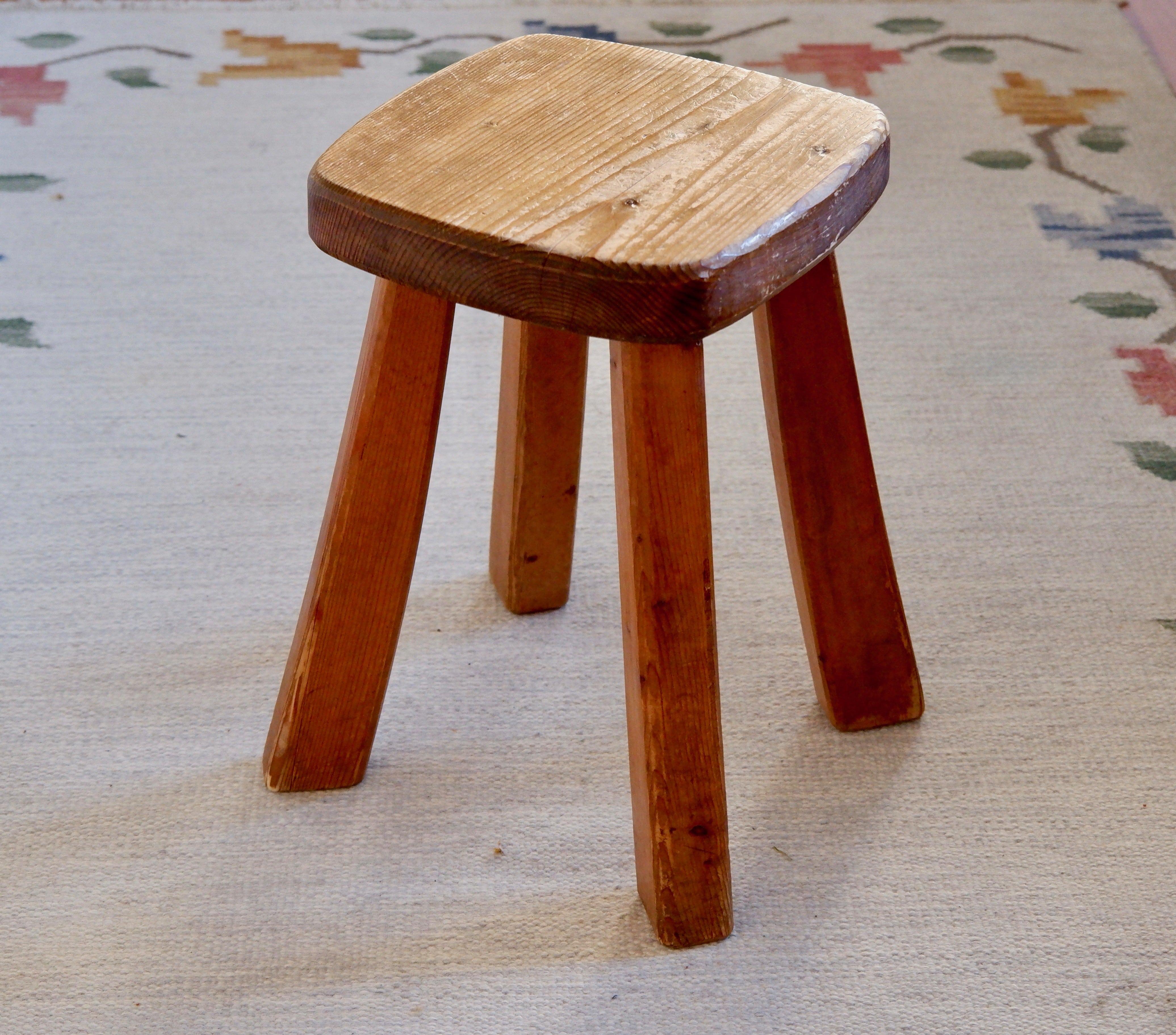 French Mid Century Stool Berger in Wood For Sale 1