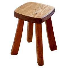 Retro French Mid Century Stool Berger in Wood