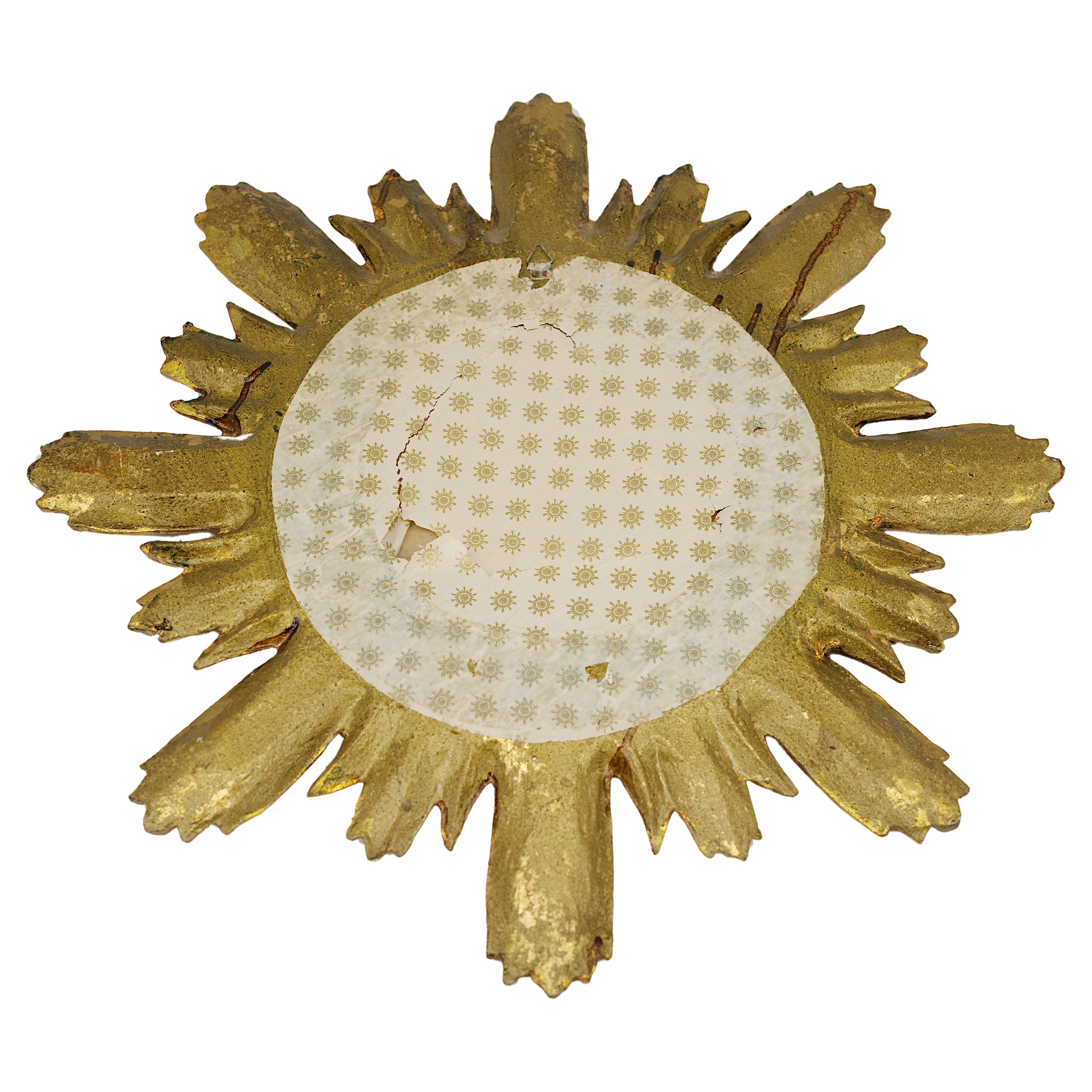 Französischer Mid-Century-Sonnen-Wandspiegel, 1950er Jahre (Mitte des 20. Jahrhunderts) im Angebot
