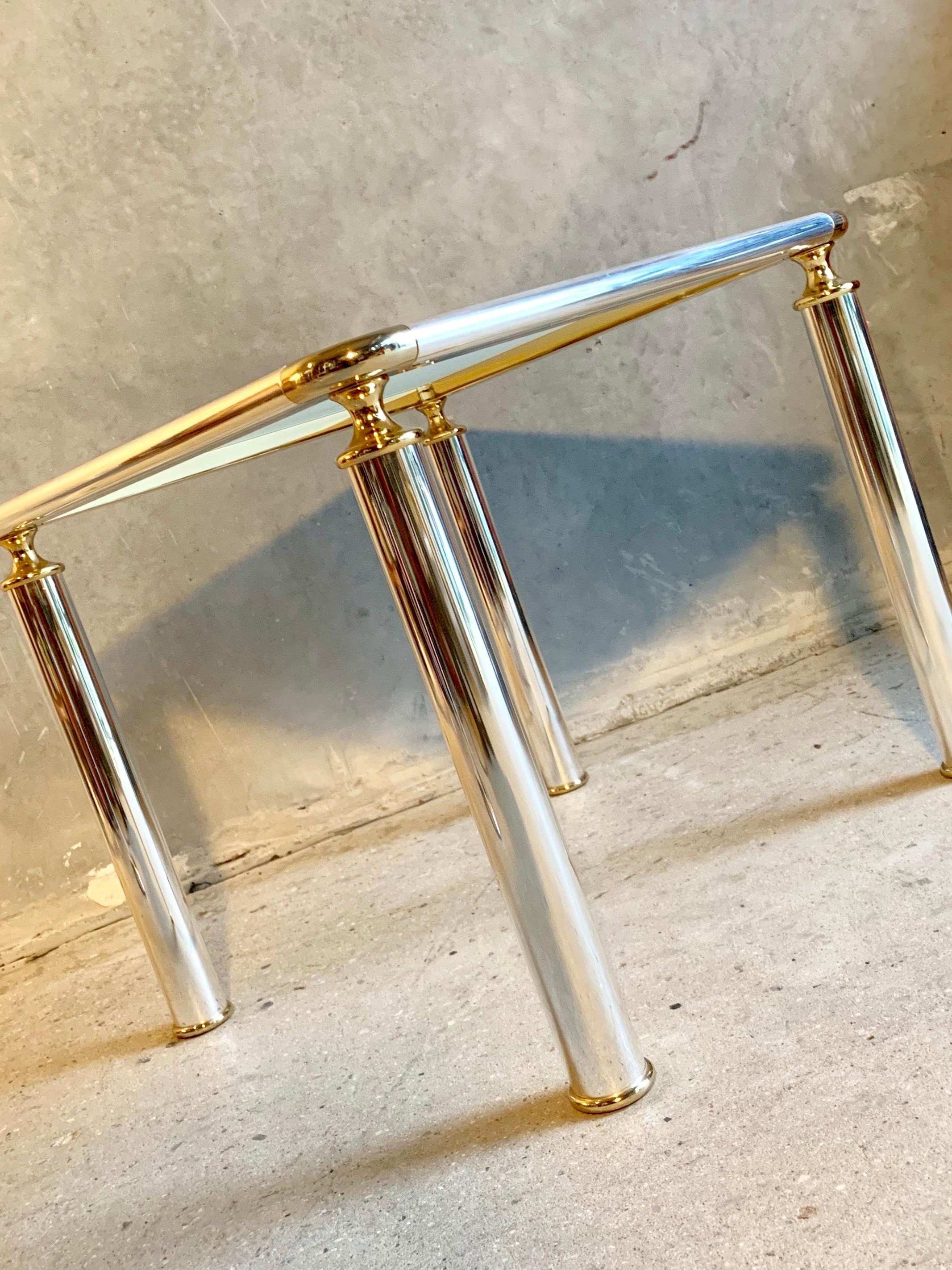 20th Century French Midcentury Table with Gunmetal and Brass Frames, 1960s