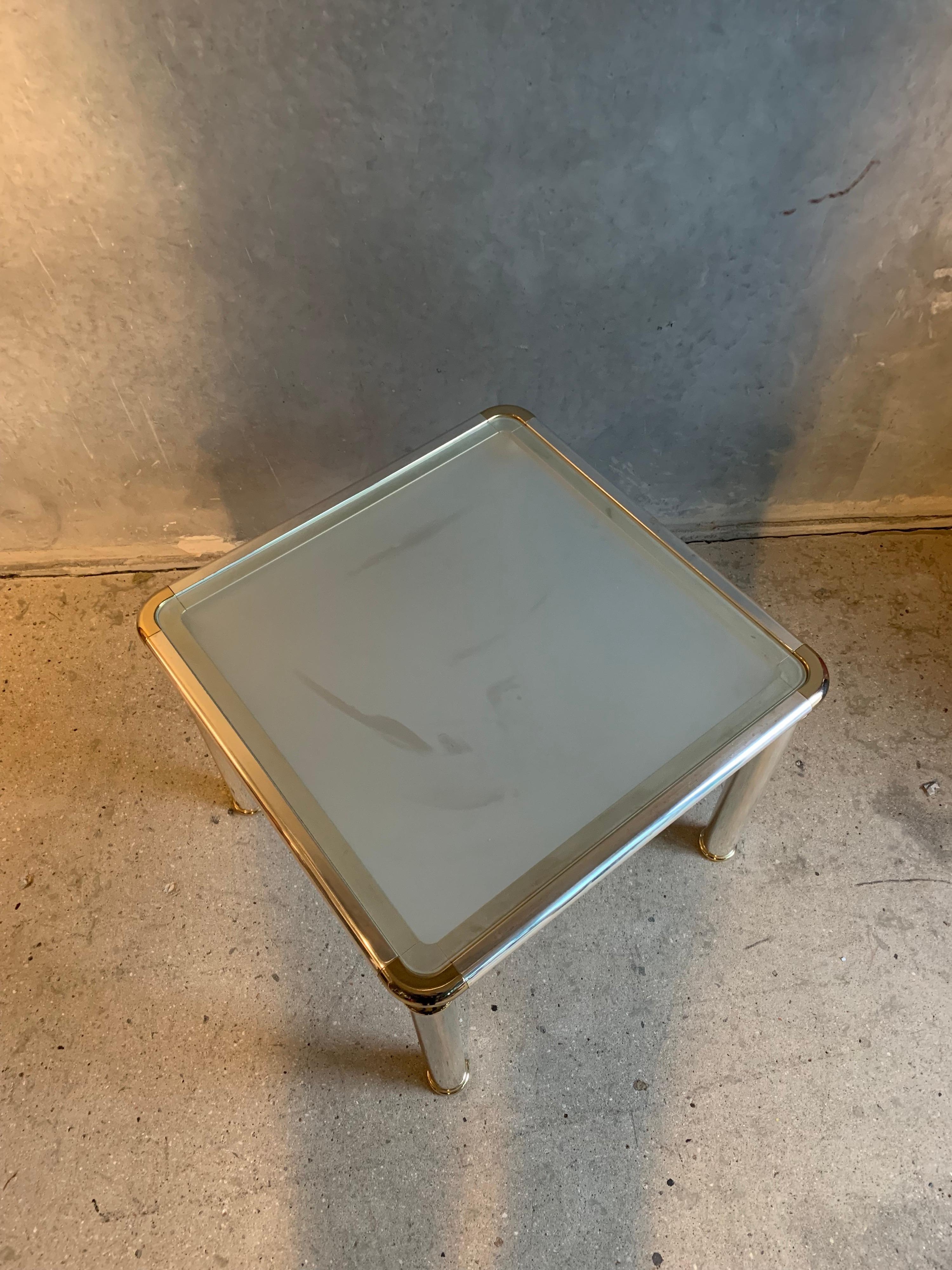 French Midcentury Table with Gunmetal and Brass Frames, 1960s 1