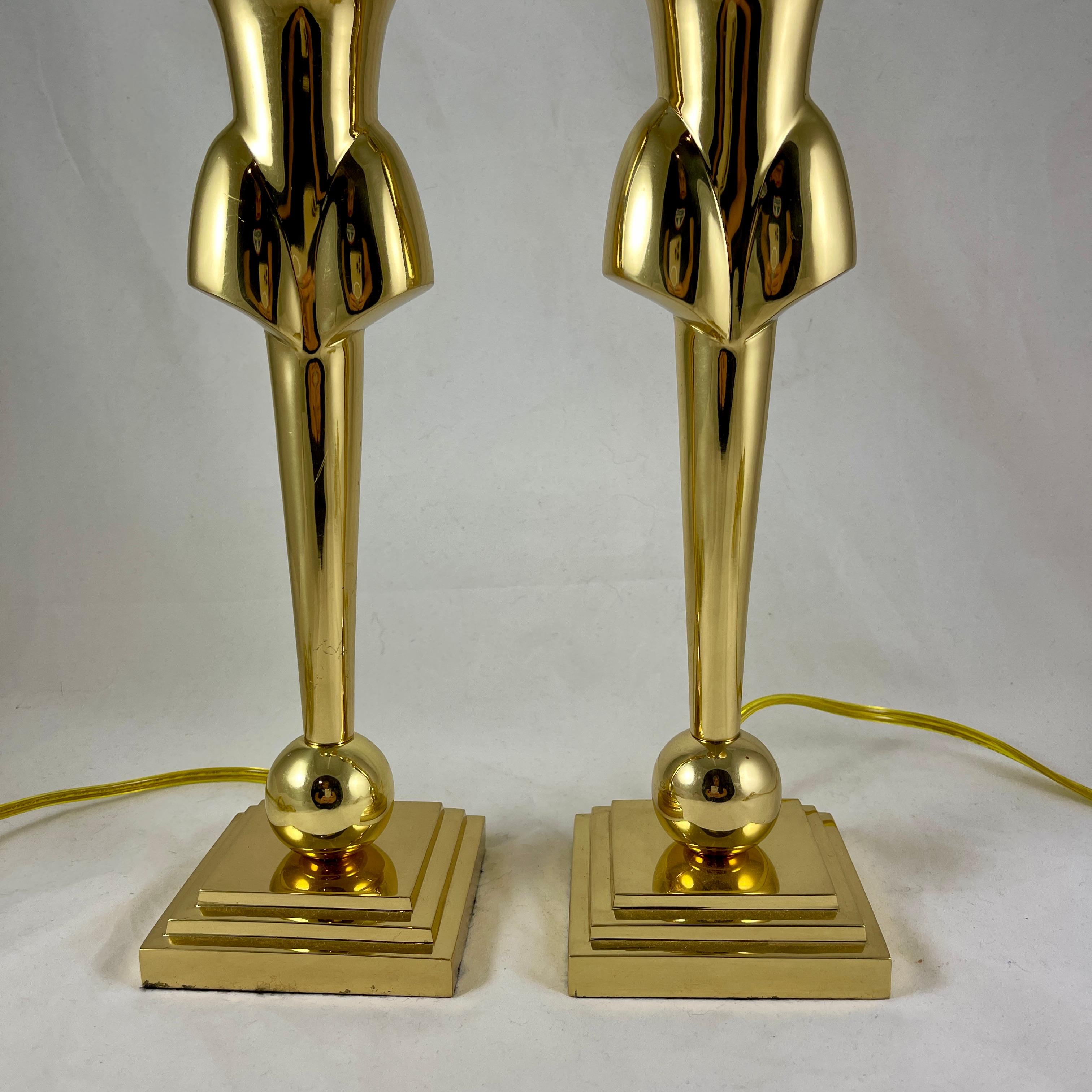 French Mid-Century Tall Brass Gentlemans' Clothier Mannequin Torso Lamps, a Pair For Sale 3