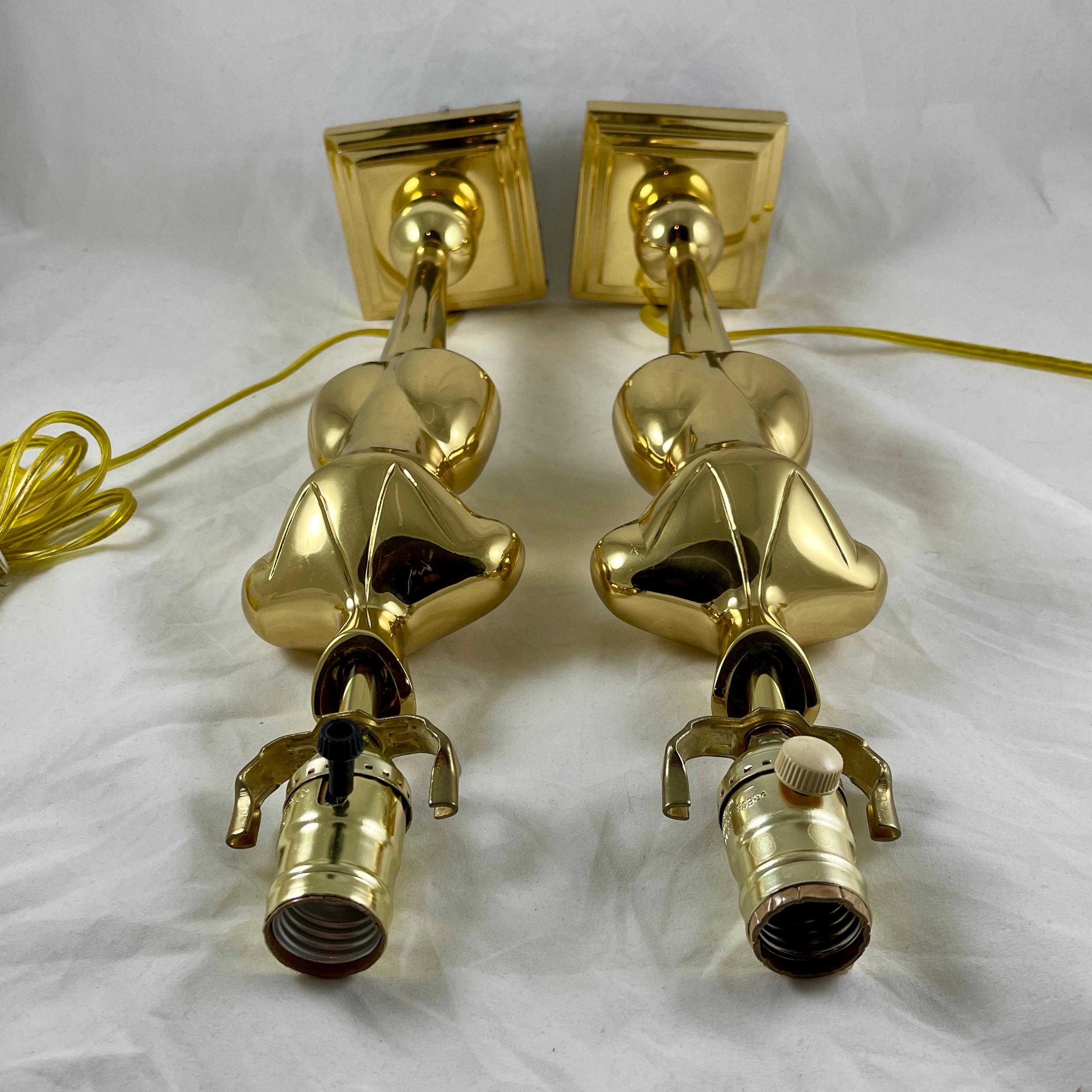 French Mid-Century Tall Brass Gentlemans' Clothier Mannequin Torso Lamps, a Pair For Sale 5